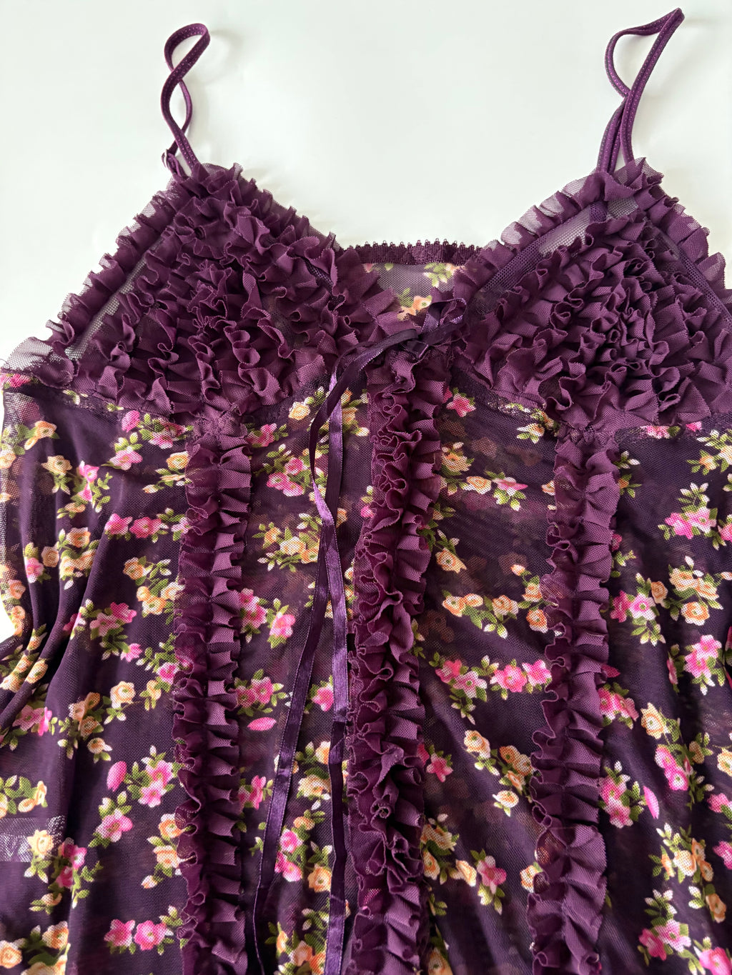 Purple floral ruffle top(30-32 inch)