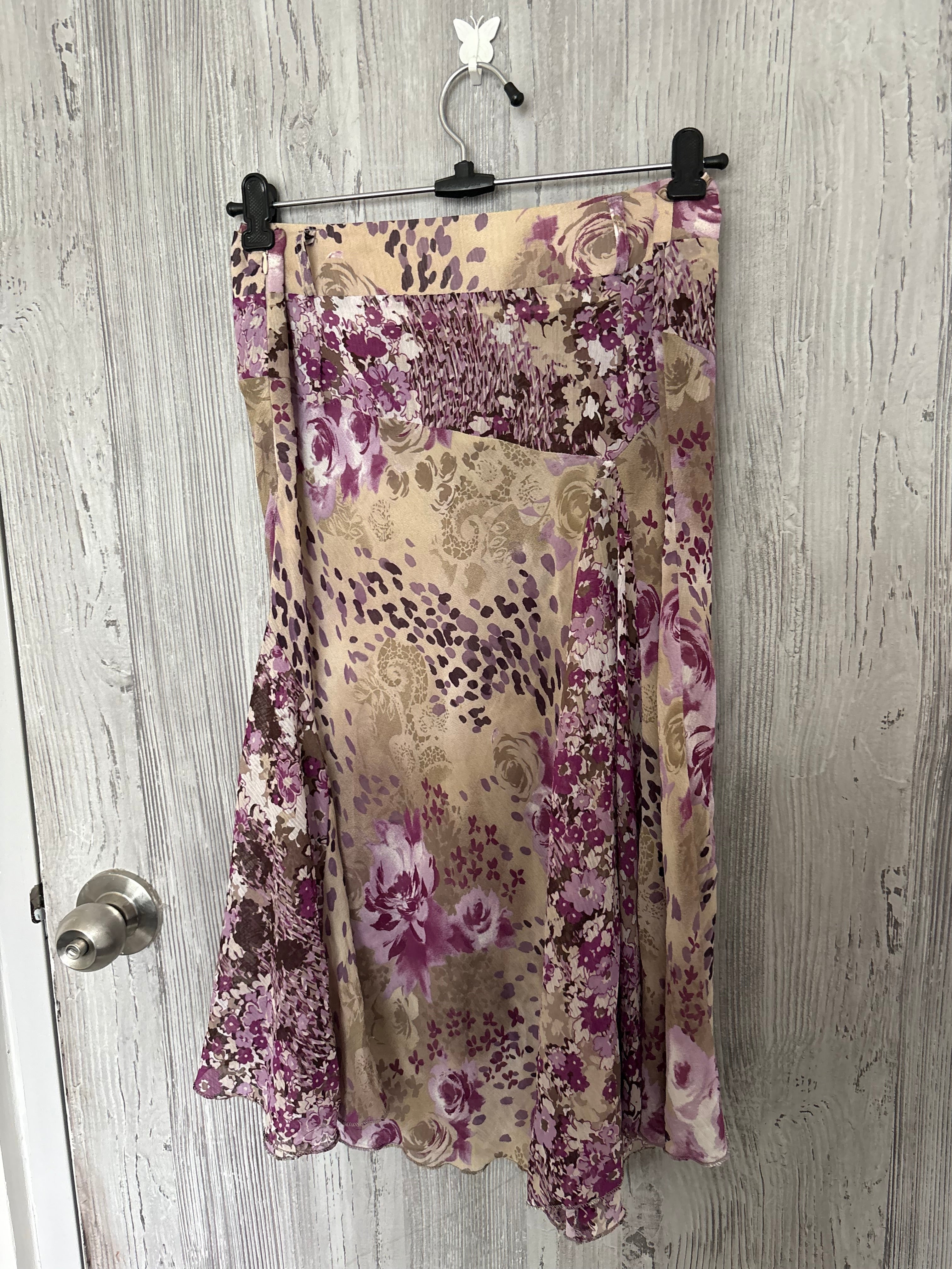Purple flowy floral skirt (33inch)