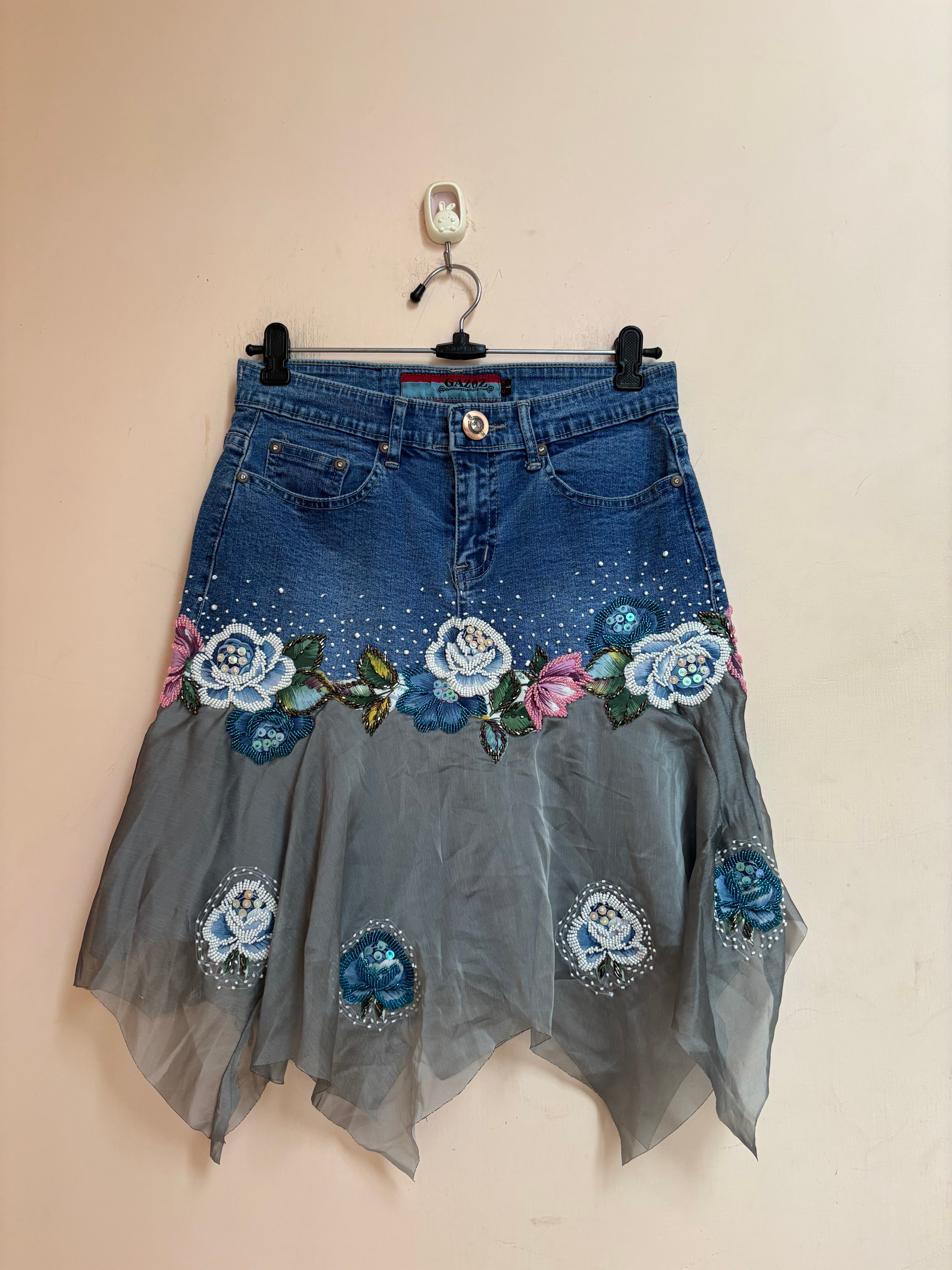 GAZOZ beaded work midi skirt(28 inch)