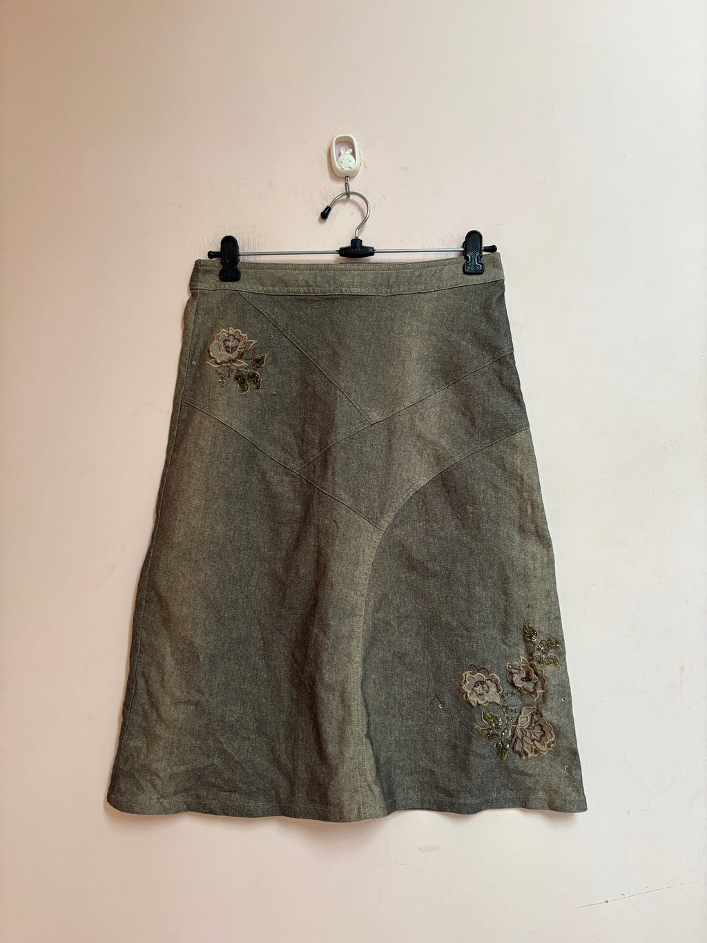 PINK AND MARY beaded floral skirt(26 inch)