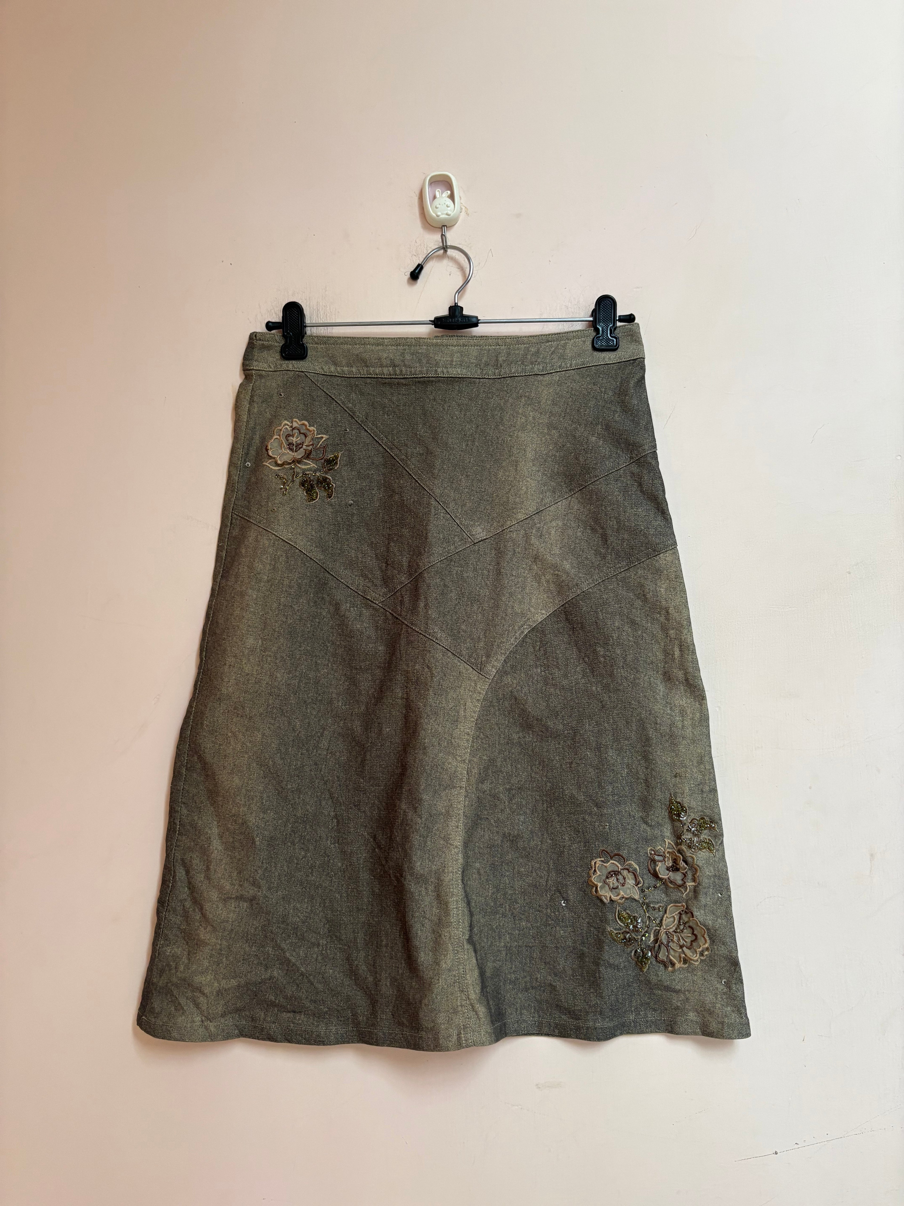 PINK AND MARY beaded floral skirt(26 inch)