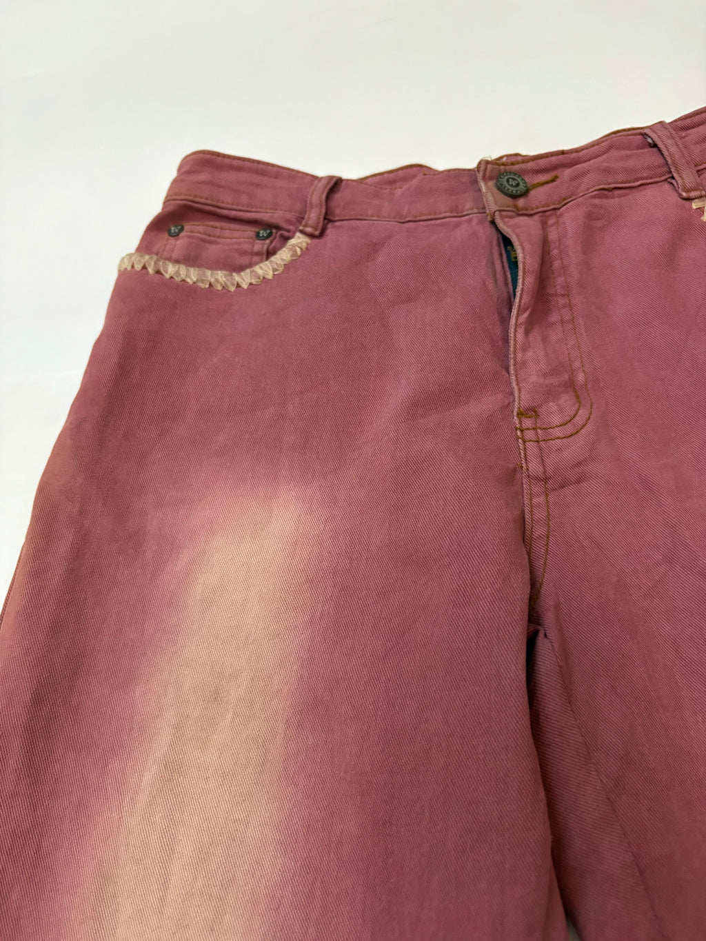 pink beaded mid rise jeans (30inch)