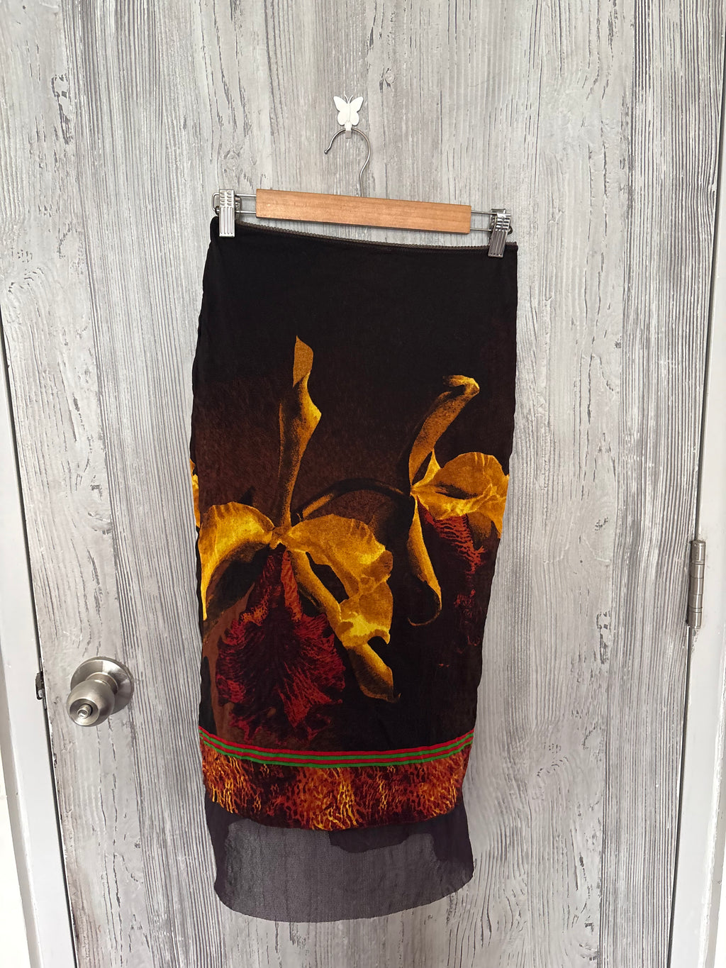 Brown orangey flower skirt(30 inch)