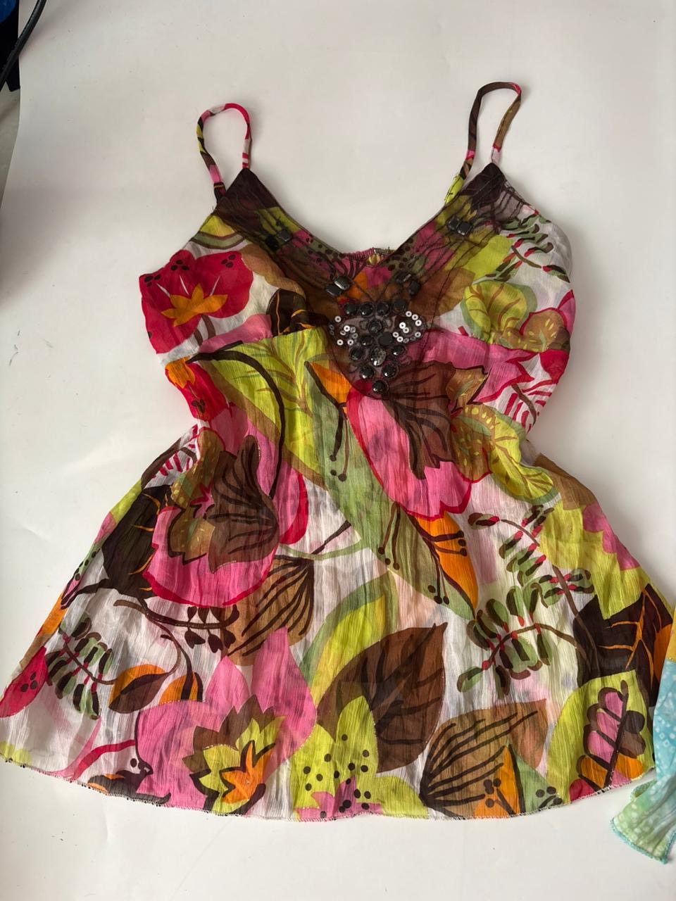 Beaded floral colourful top(30-32 inch)