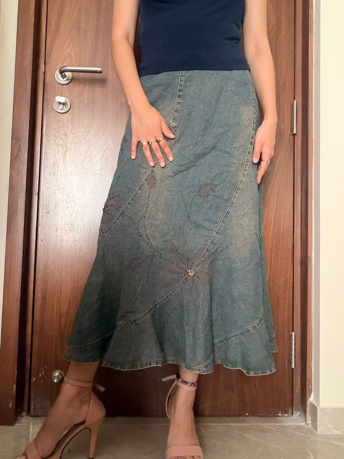 Floral beaded skirt(36 inch)