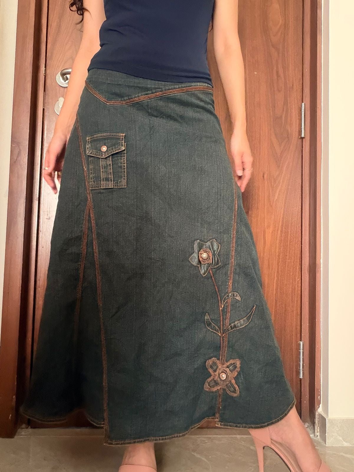 Cargo styled floral skirt(34 inch)