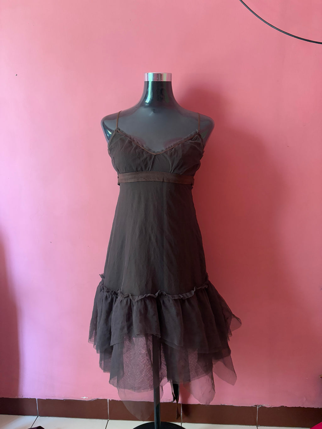 Brown ruffle dress(34 inch)