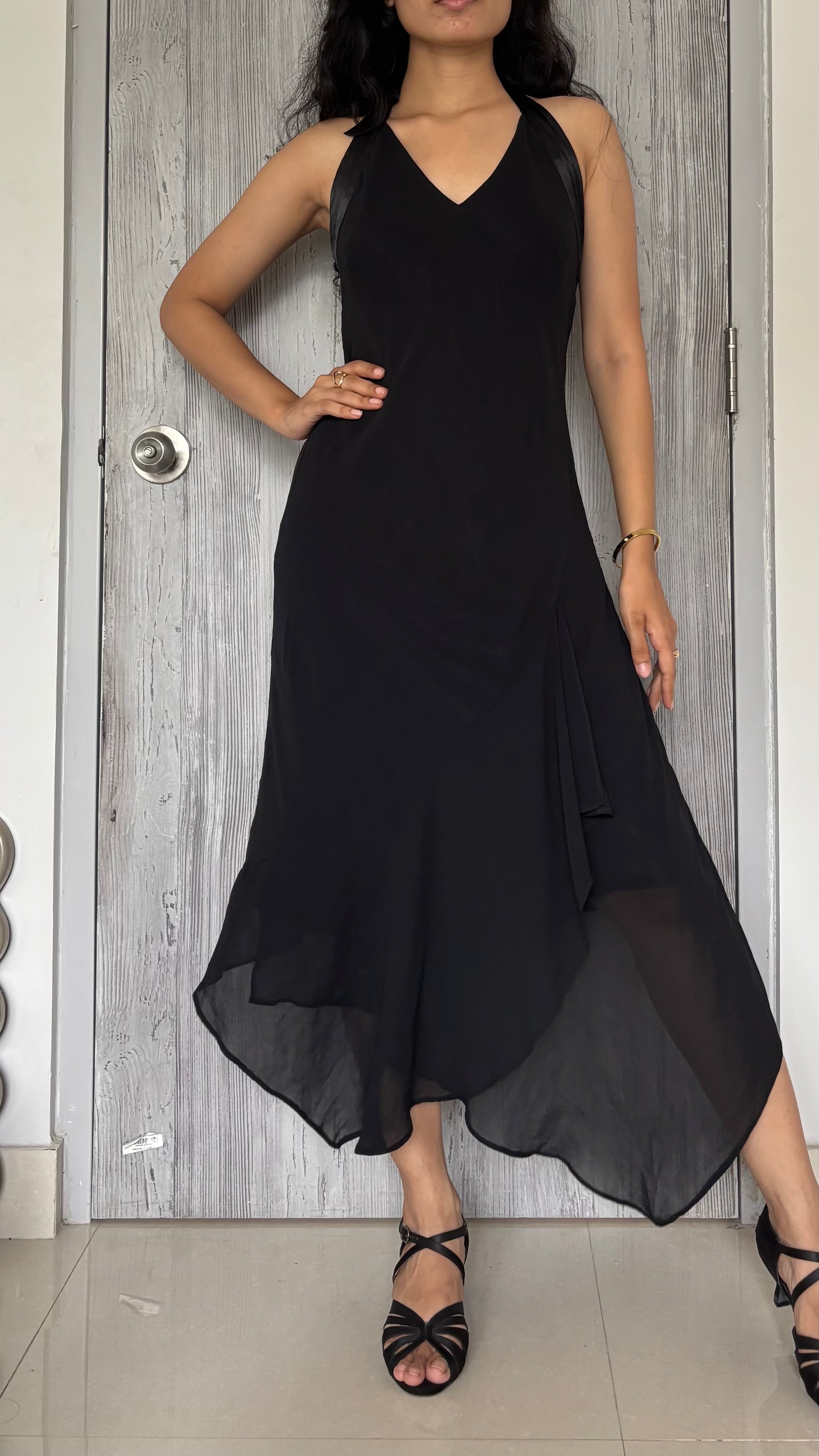 camaieu halter neck black dress (40-42inch)