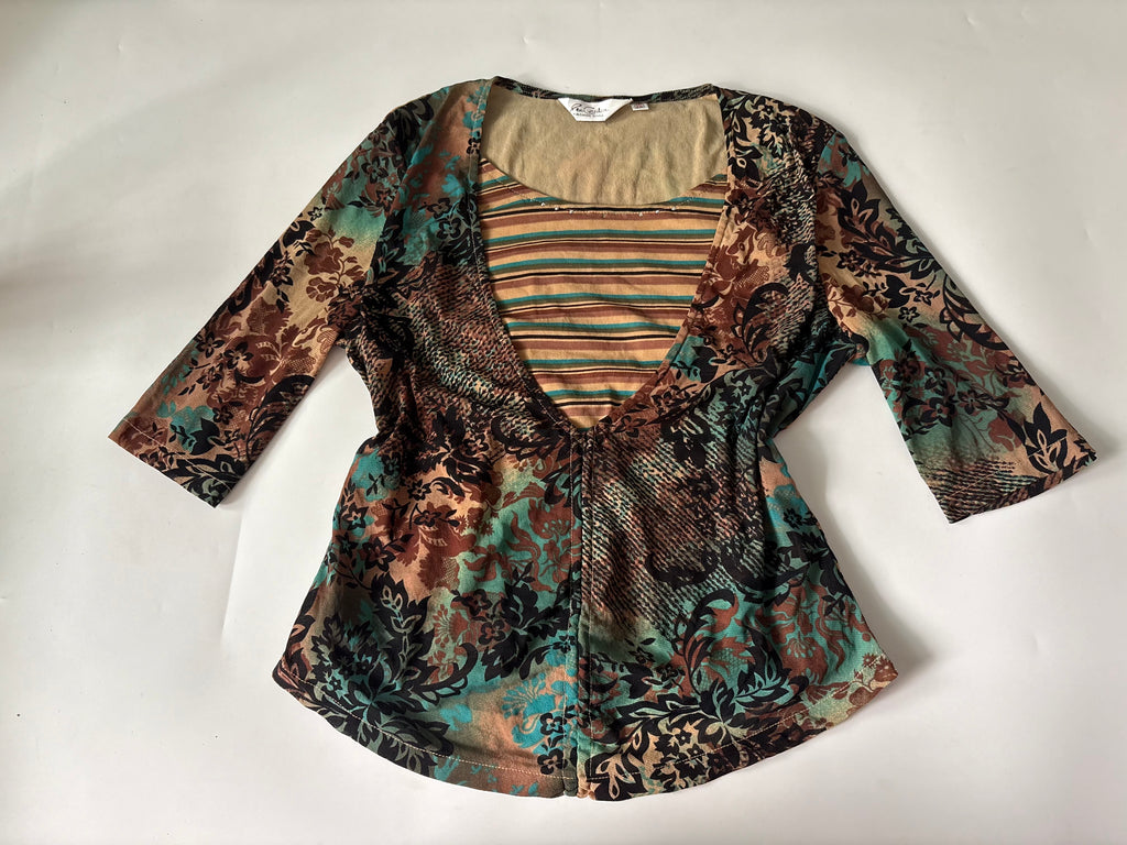 Lte center floral stripes top(38-40 inch)