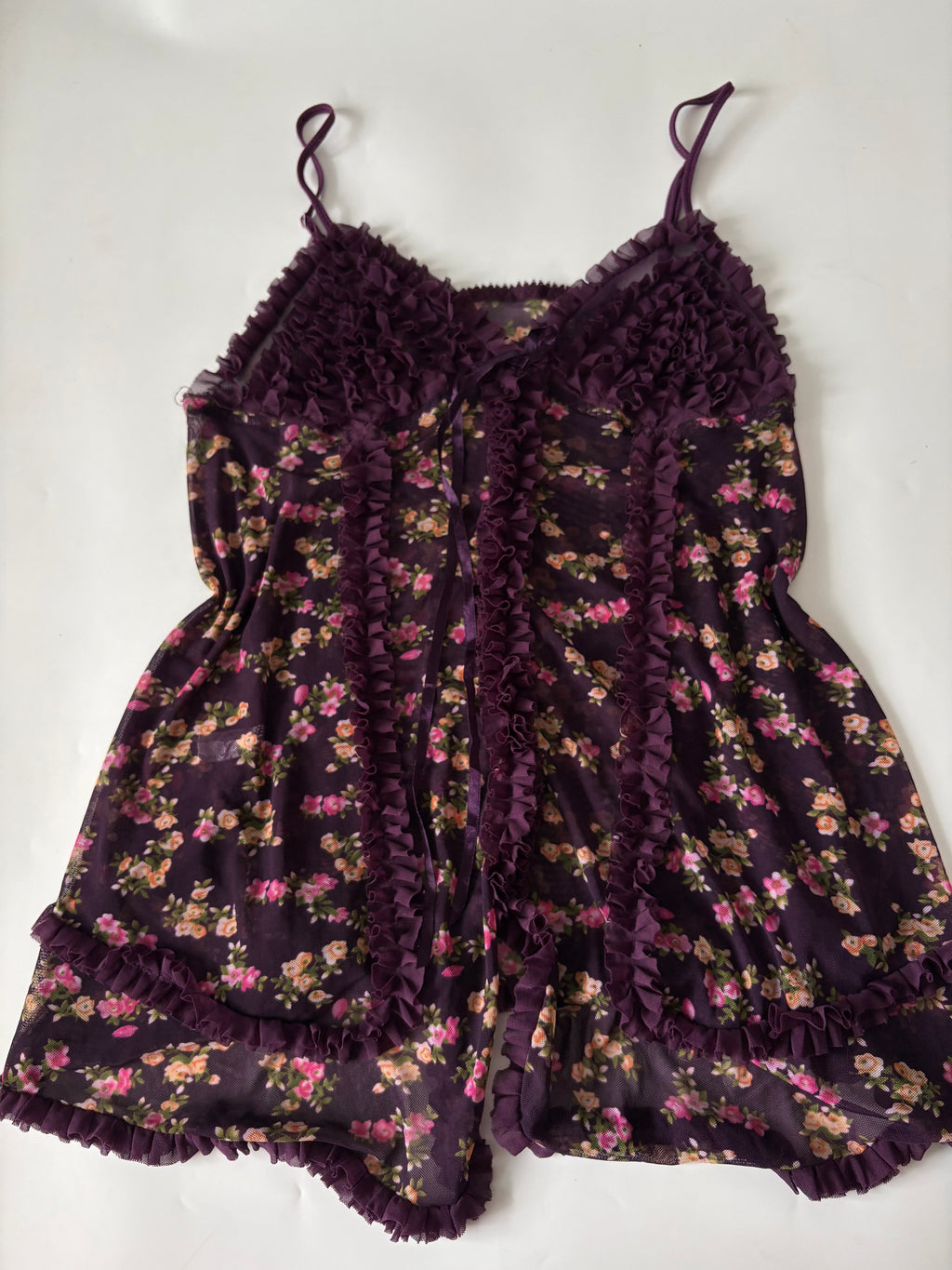 Purple floral ruffle top(30-32 inch)
