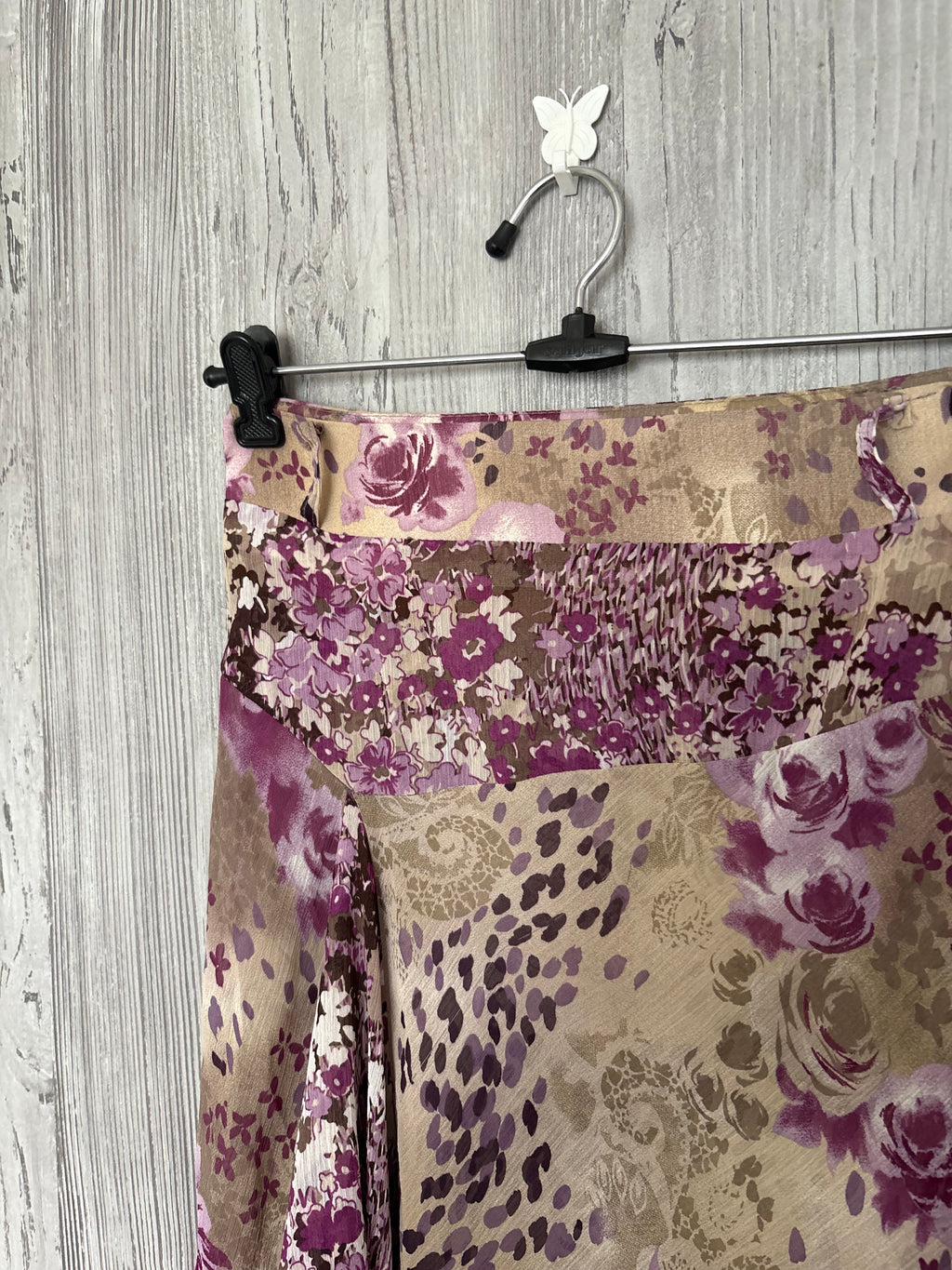 Purple flowy floral skirt (33inch)