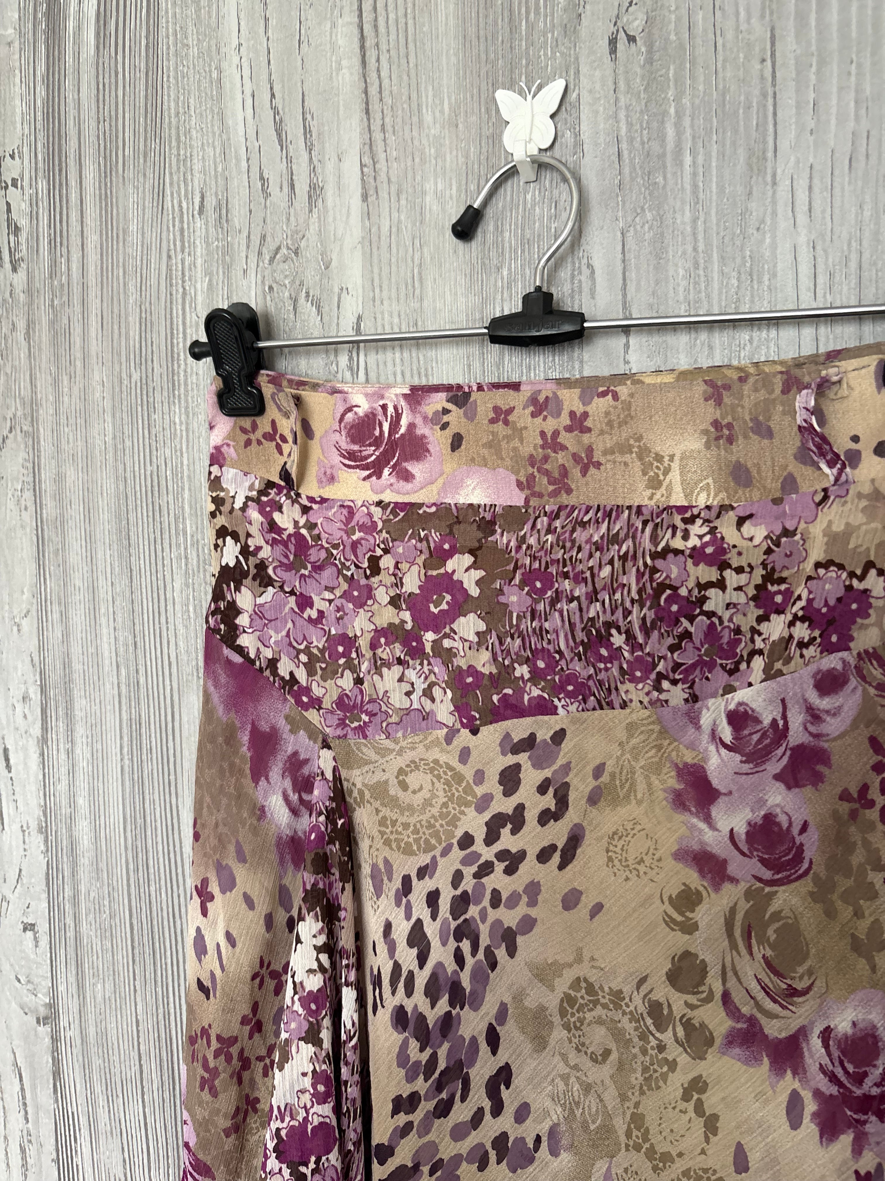 Purple flowy floral skirt (33inch)