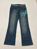 blue butterfly low rise flared jeans (29inch)