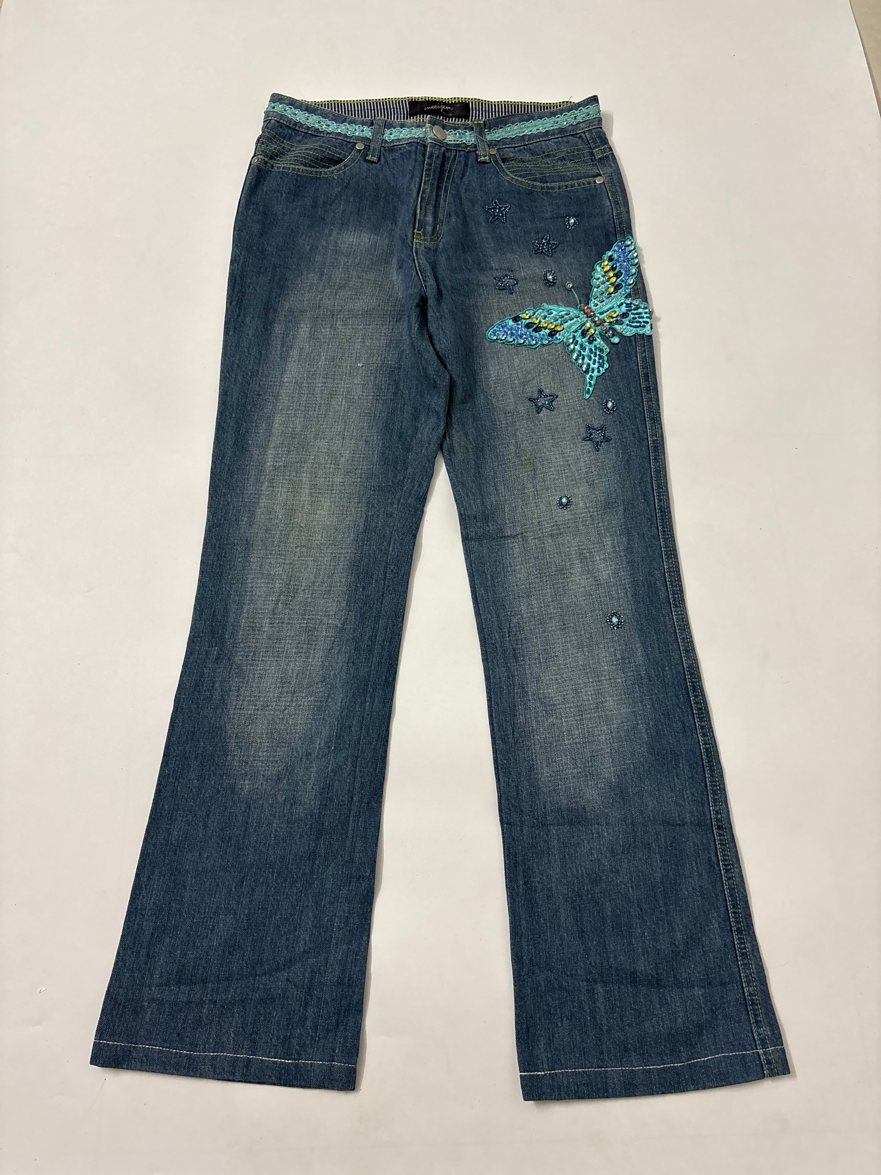 blue butterfly low rise flared jeans (29inch)