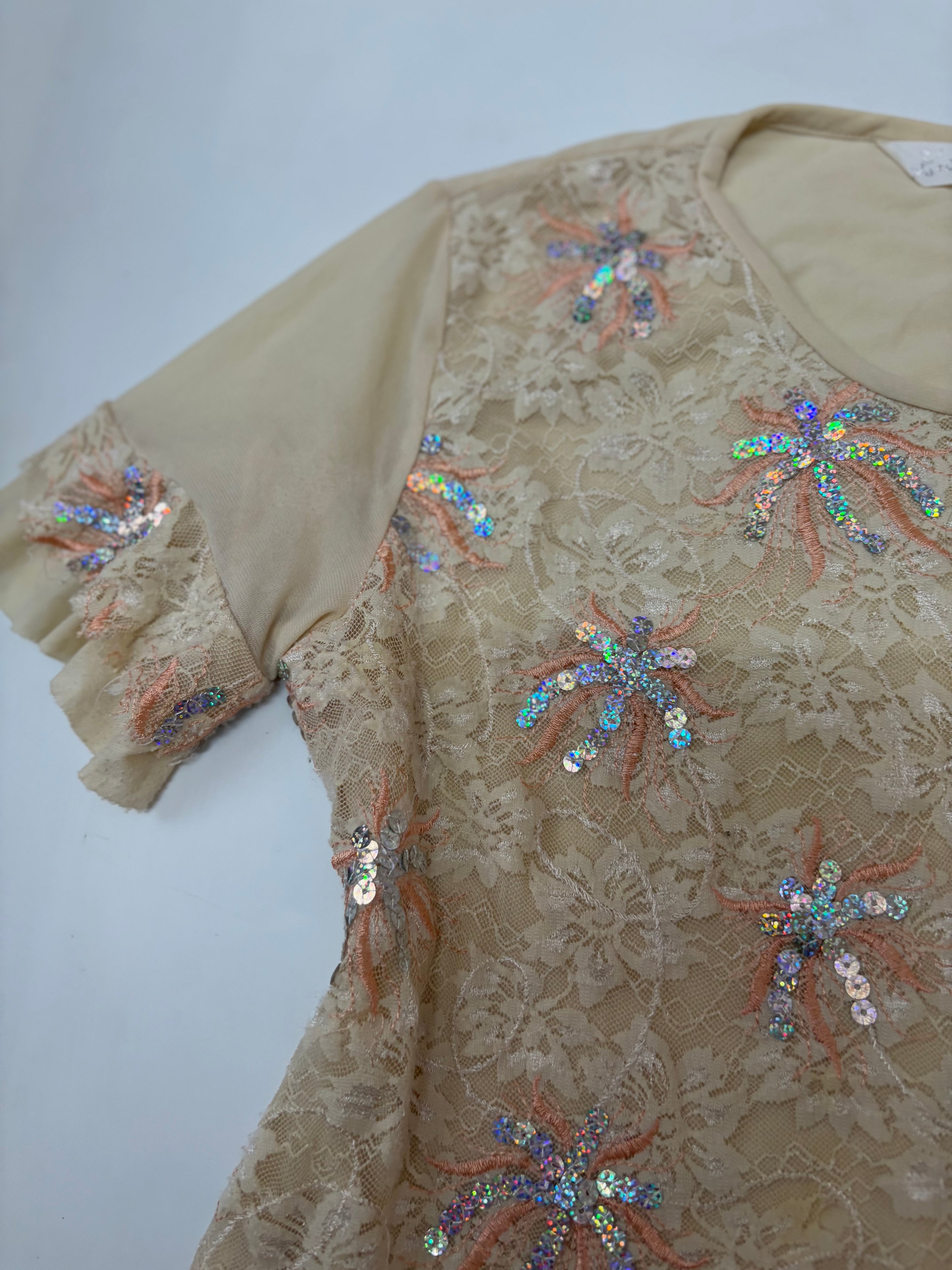 Kivenst beige net top(36-40inch)