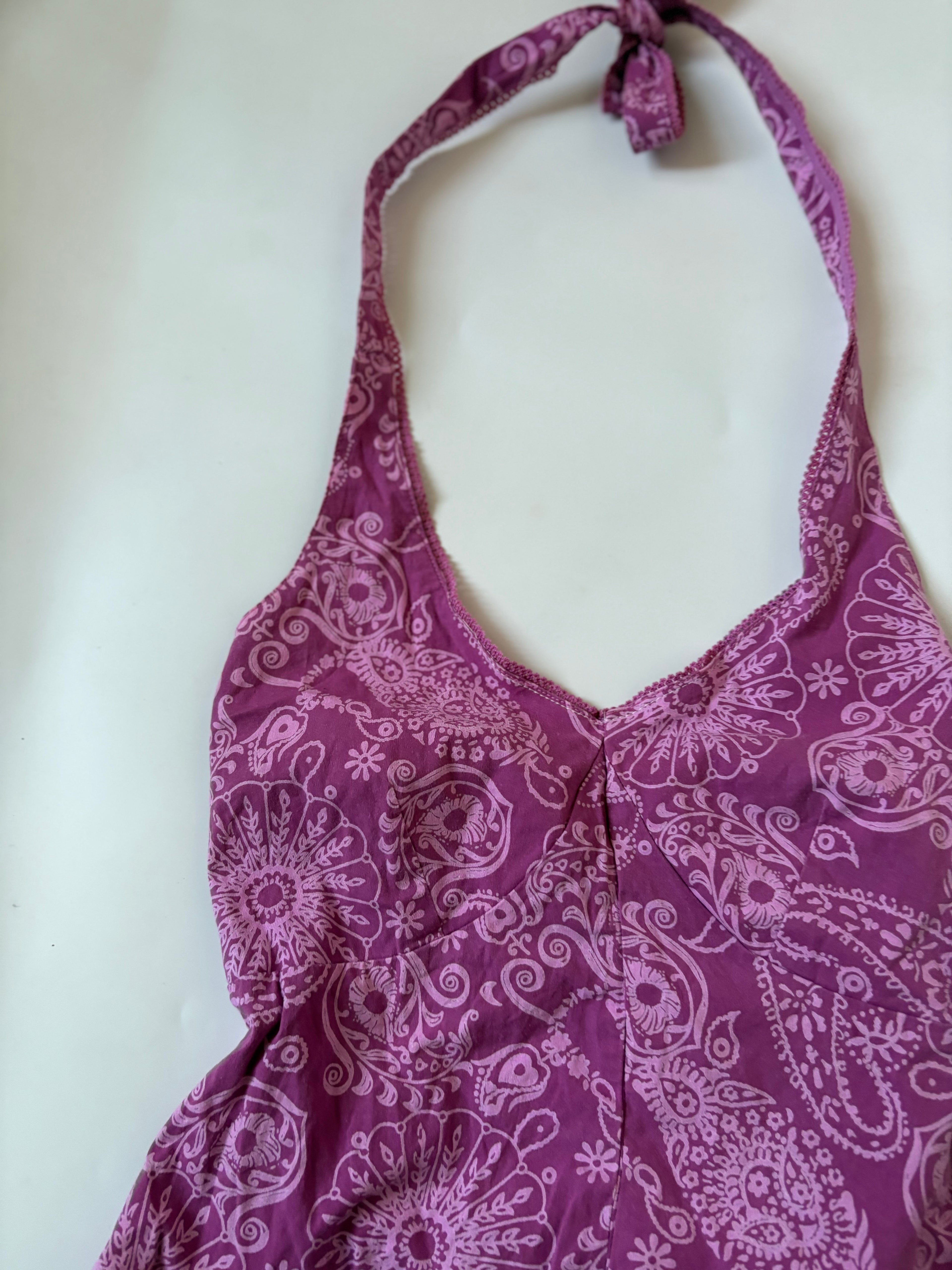 cotton purple halter neck ( 34inch)