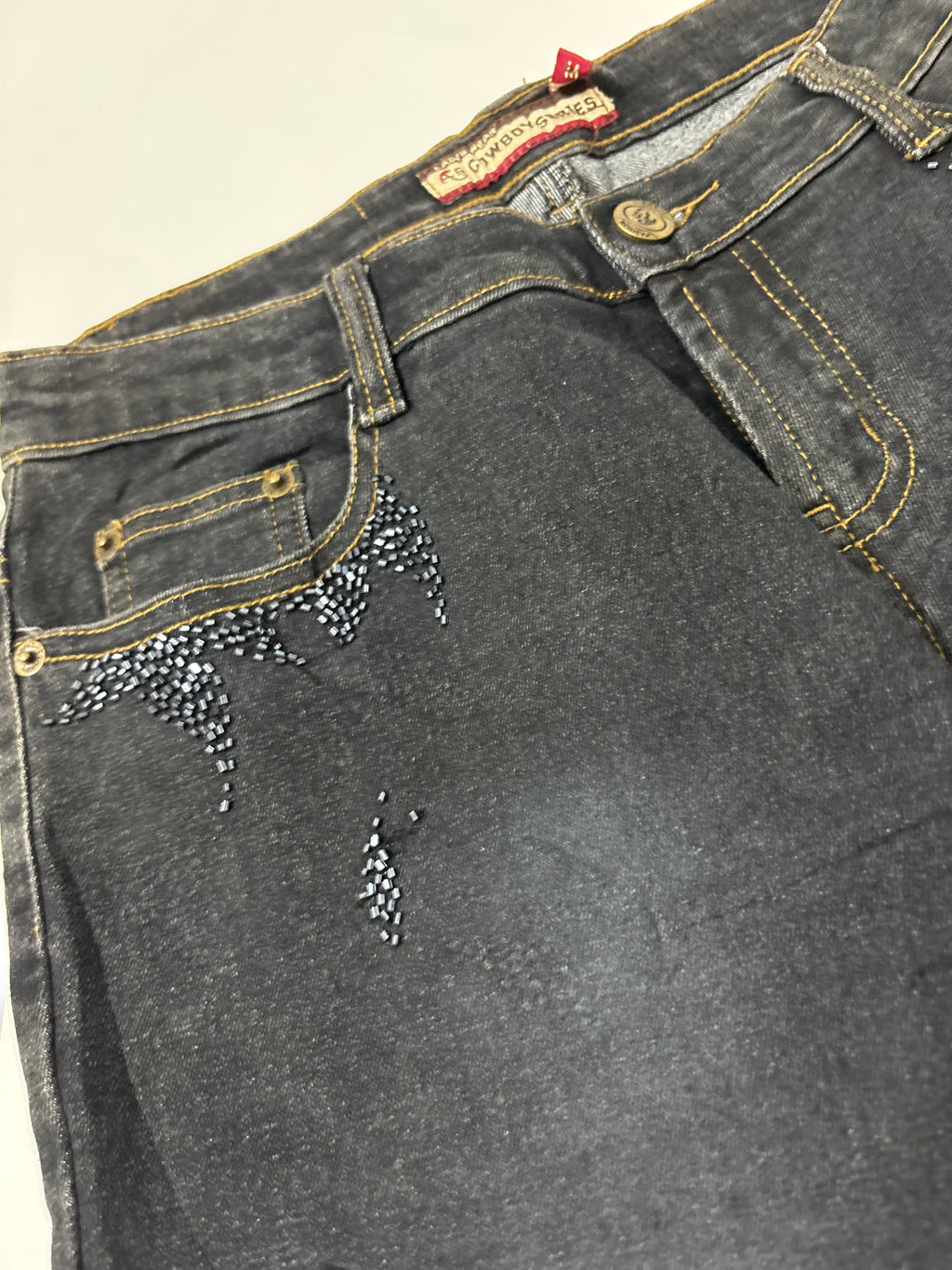 beaded blue low rise jeans (30inch)
