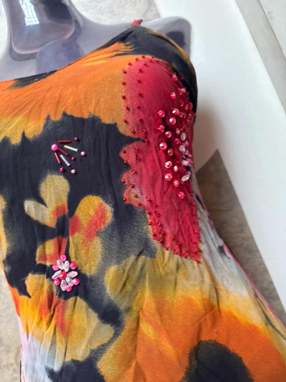 Beaded floral dreamy dress made in Italy(38-40 inch)