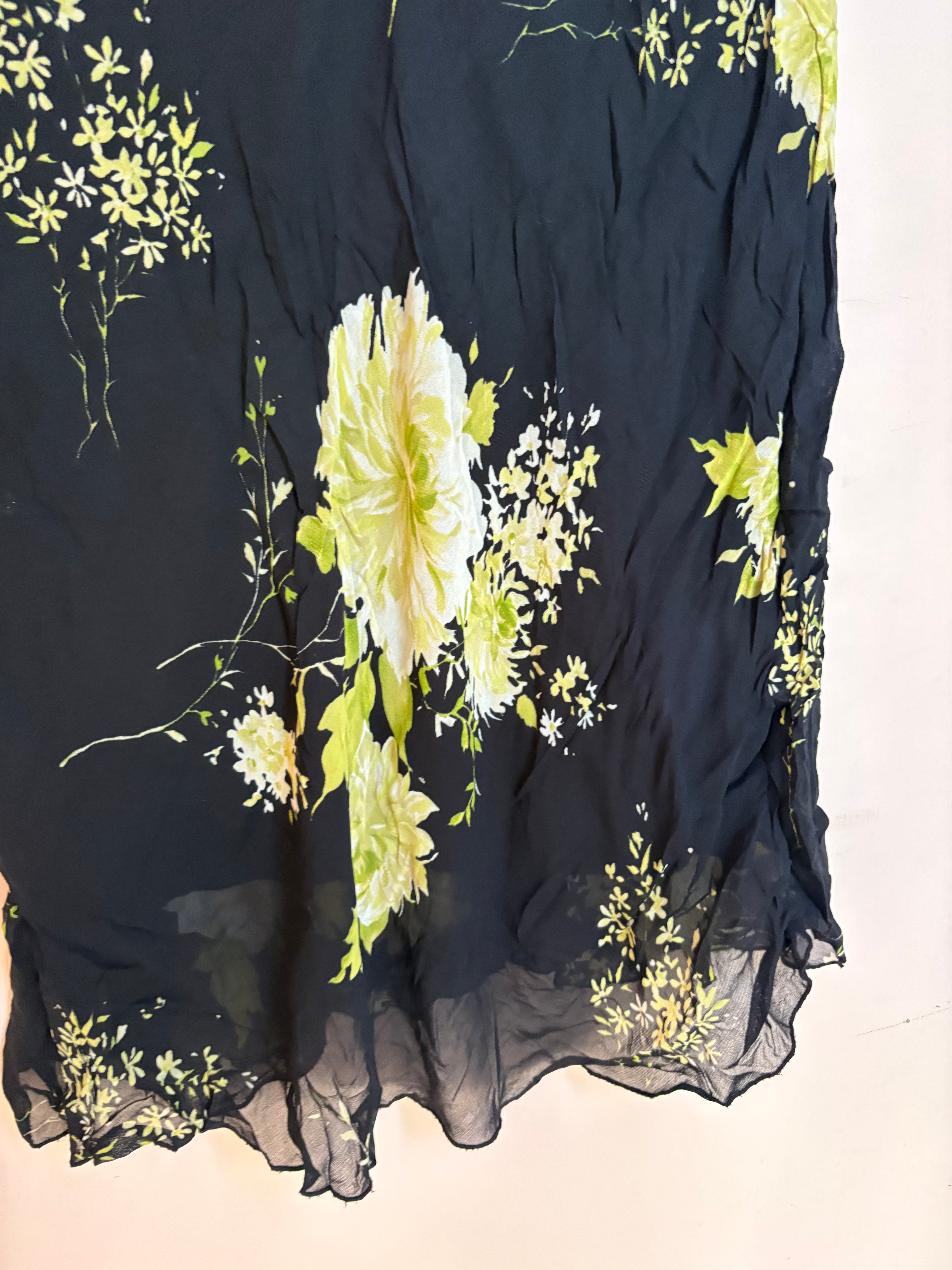 Black floral green skirt(32-34 inch)