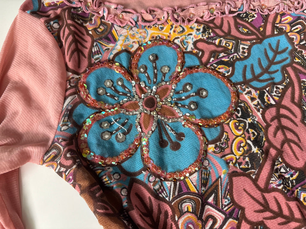 Beaded floral pink top(40-42 inch)