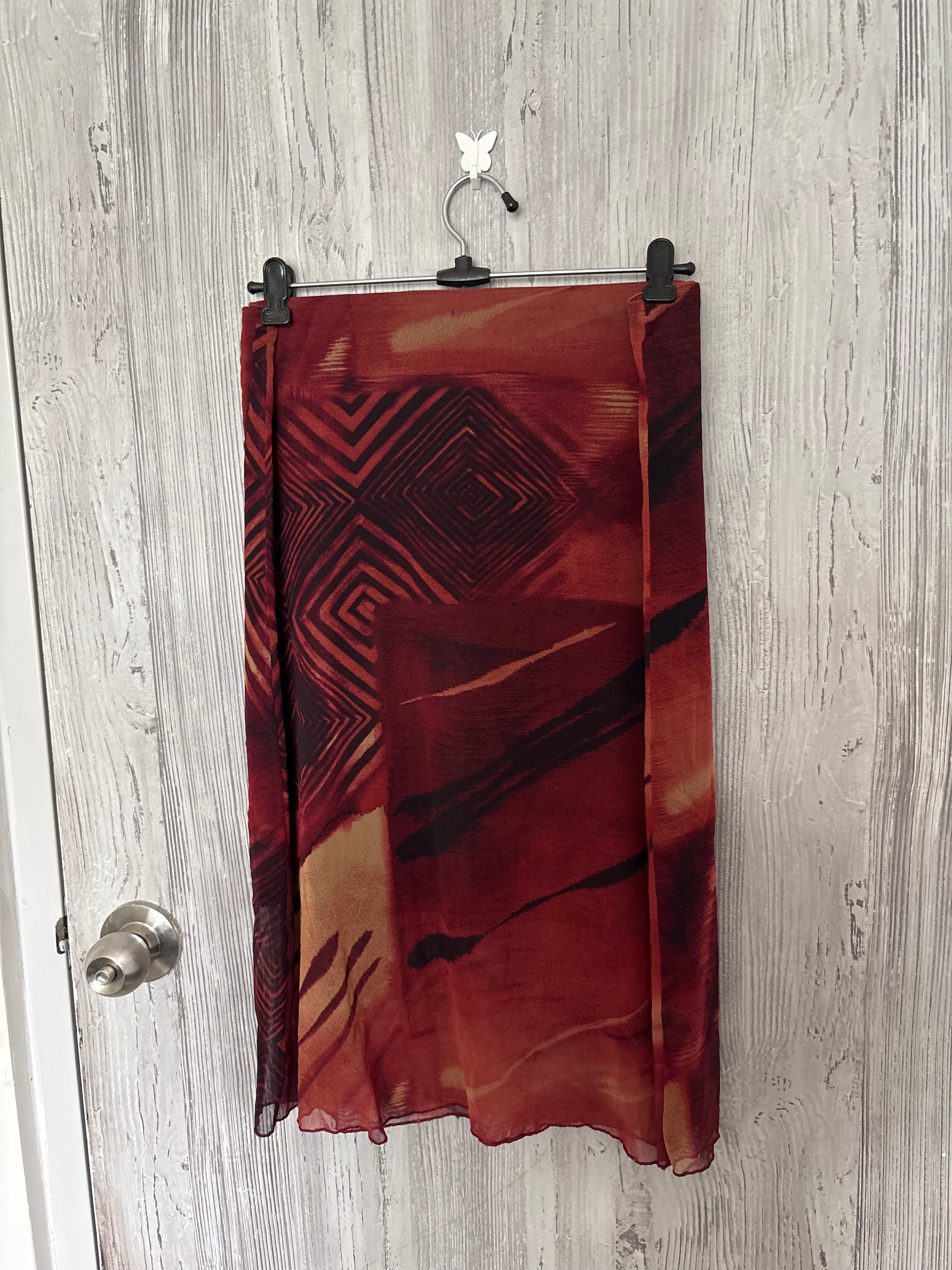 Maroon abstract printed skirt(34-38inch)