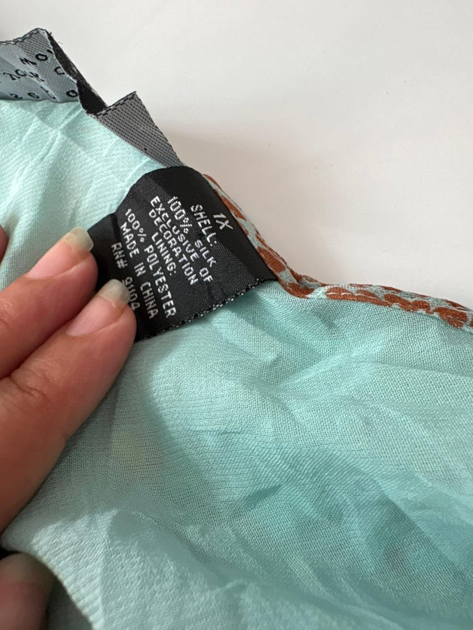 Beaded teal top(48-50 inch) 100% silk