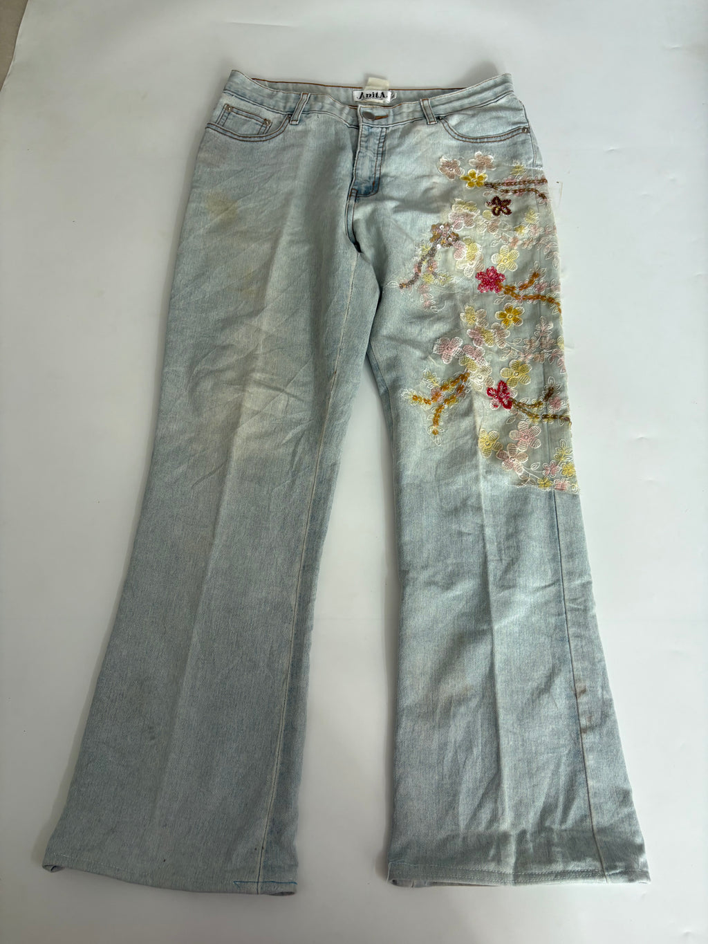 Anita floral light colour low rise jeans(30 inch)