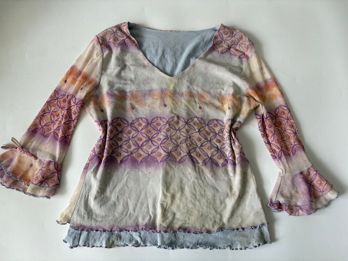 Floral white mesh top(34-36 inch)