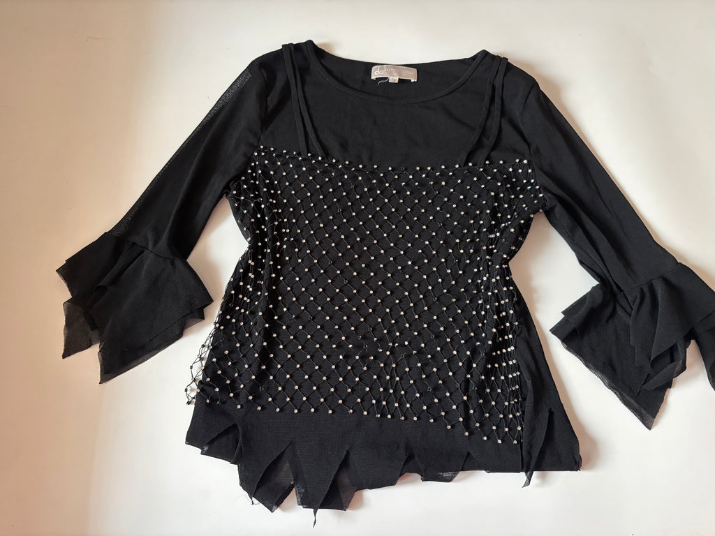 dawn shire rhinestone bell sleeves top (40-44inch)