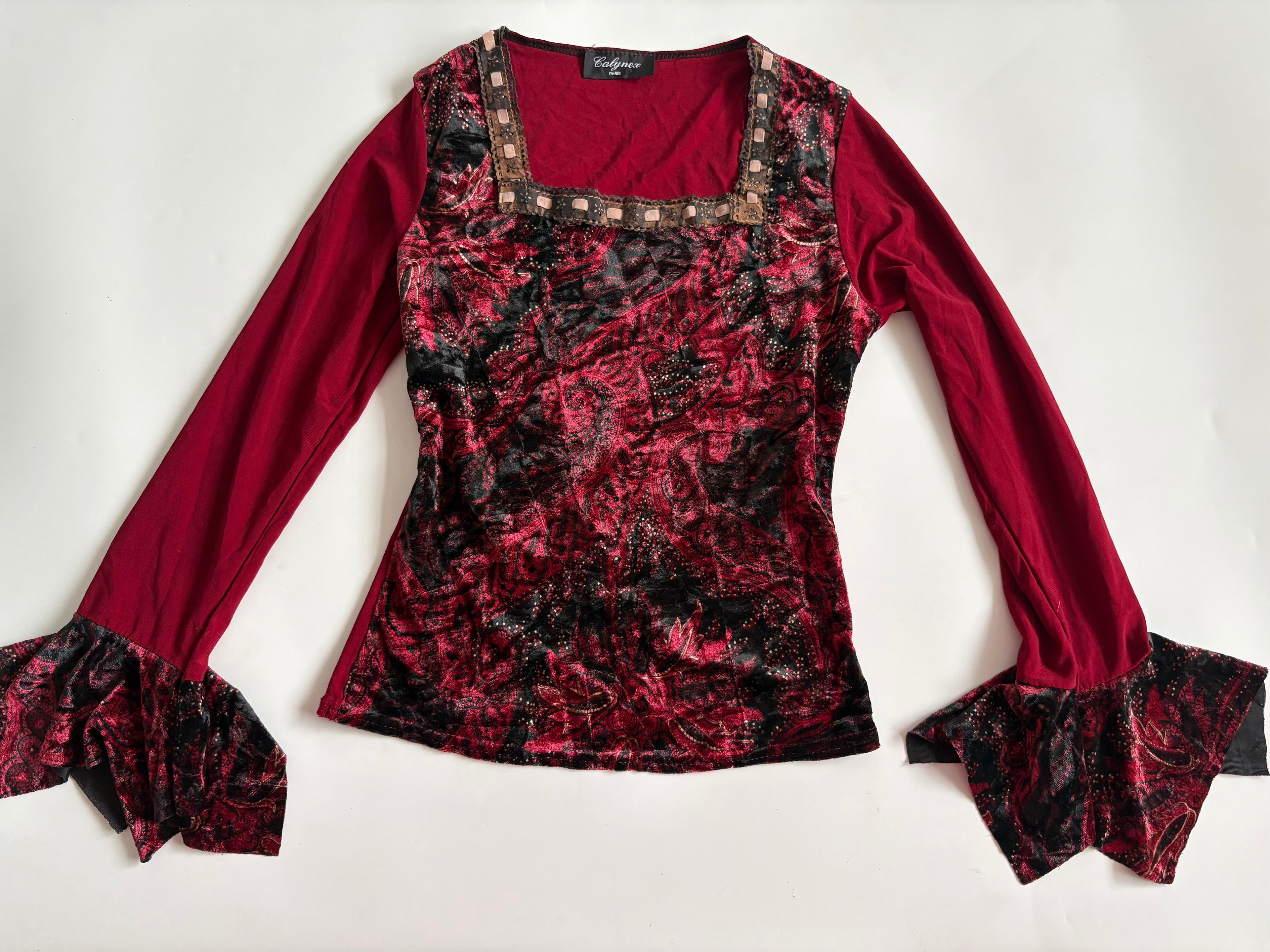 calynex whimsical red bell sleeves top ( 34inch)