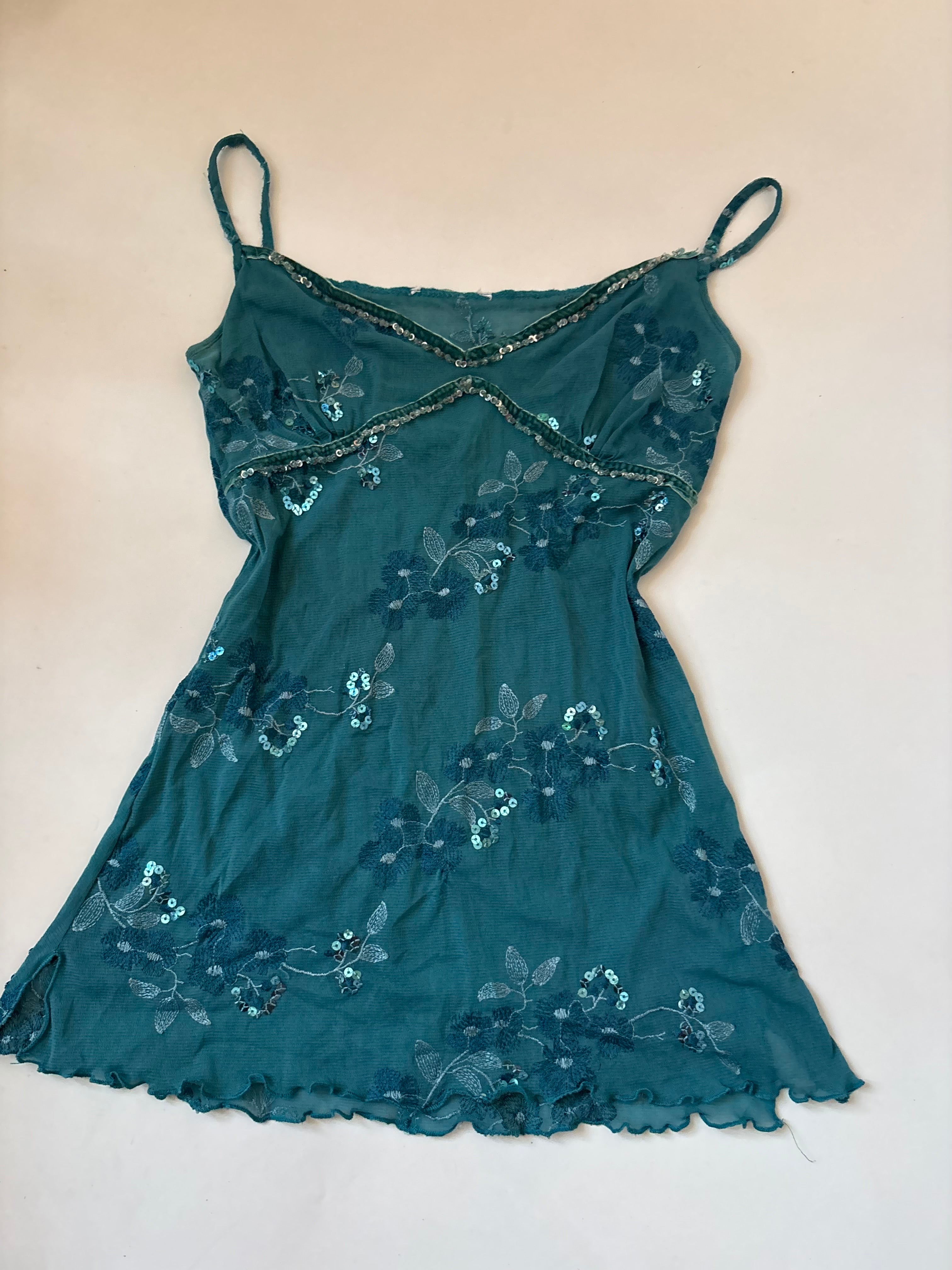 Blue floral beaded top(30-32 inch)