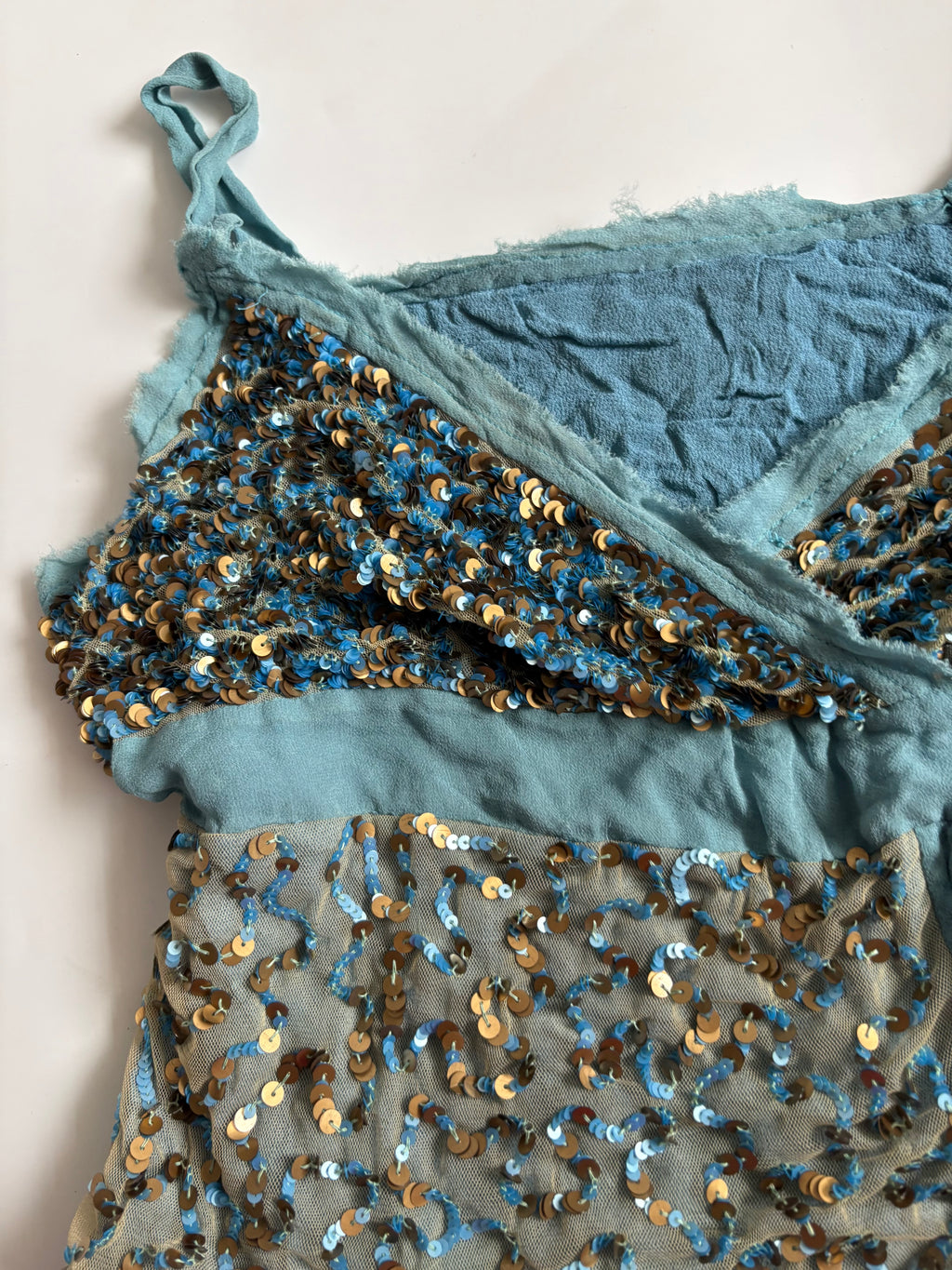 beaded blue cami top (36-38inch)