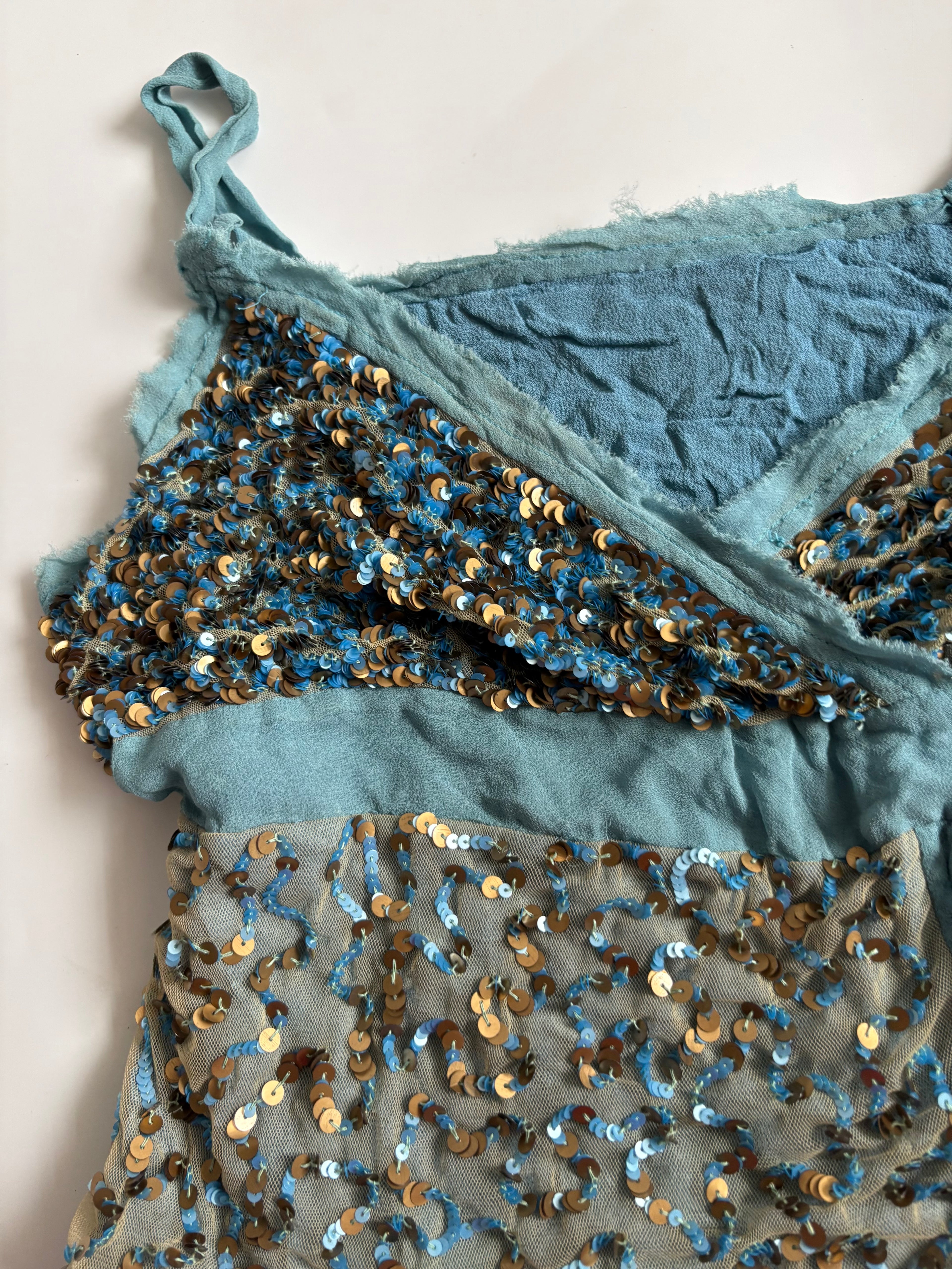 beaded blue cami top (36-38inch)