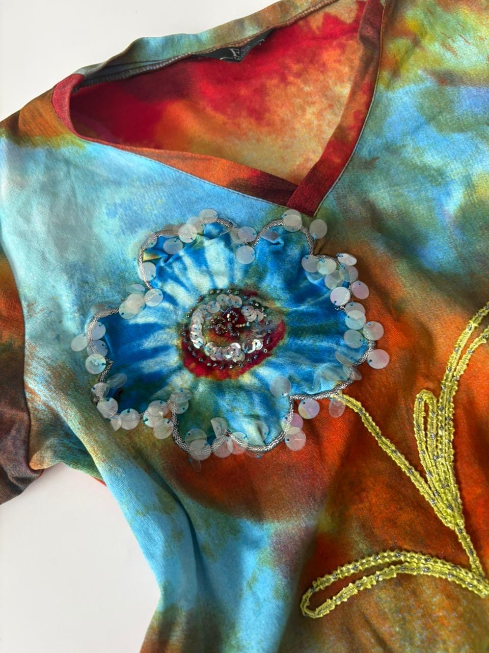 Floral tie dye top(36-38 inch)
