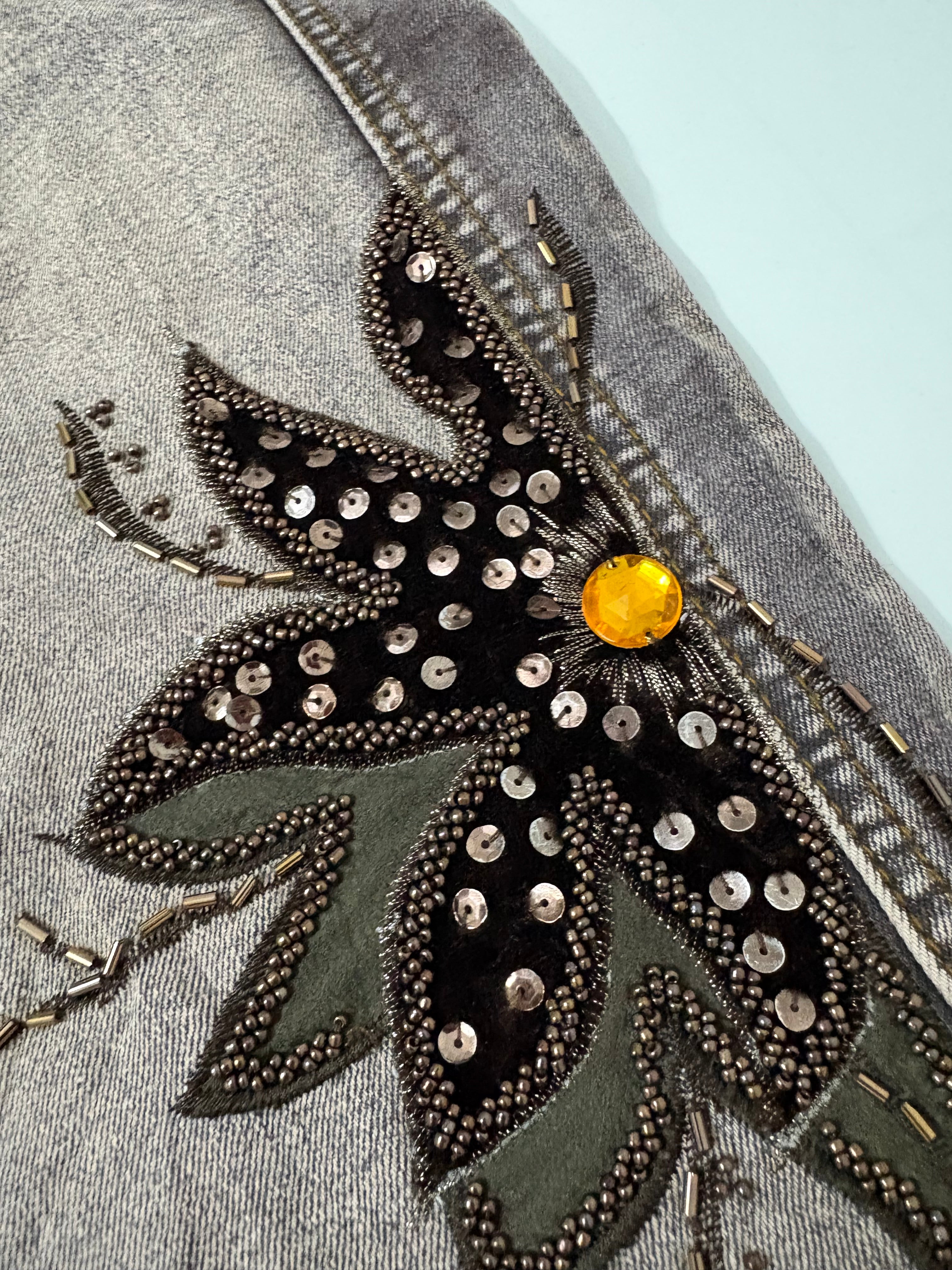 flower patch low rise flared purple jeans (38inch)