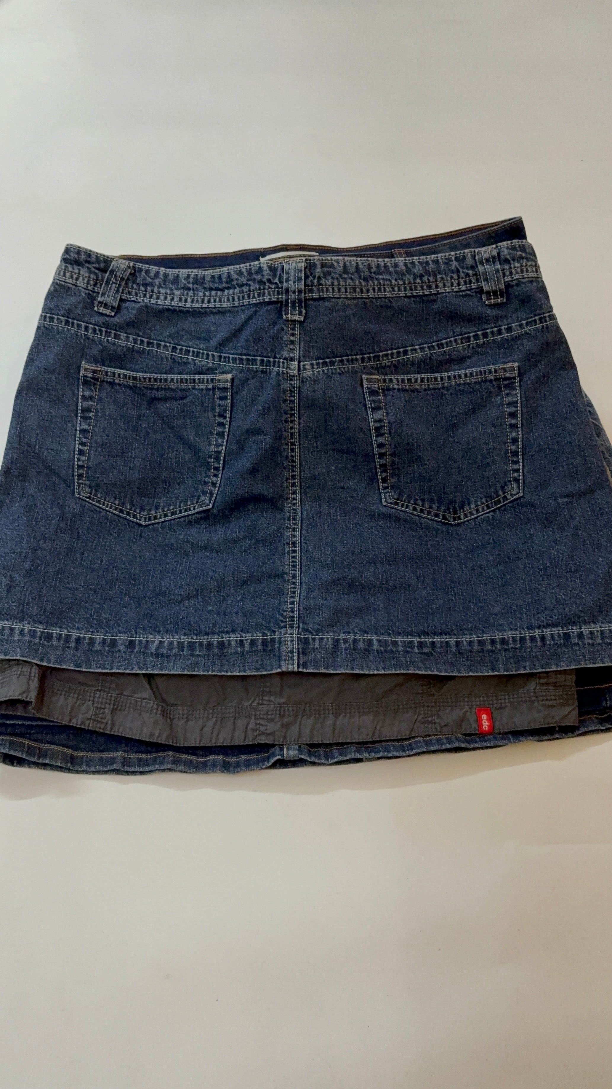 Blue denim mini skirt(36 inch)