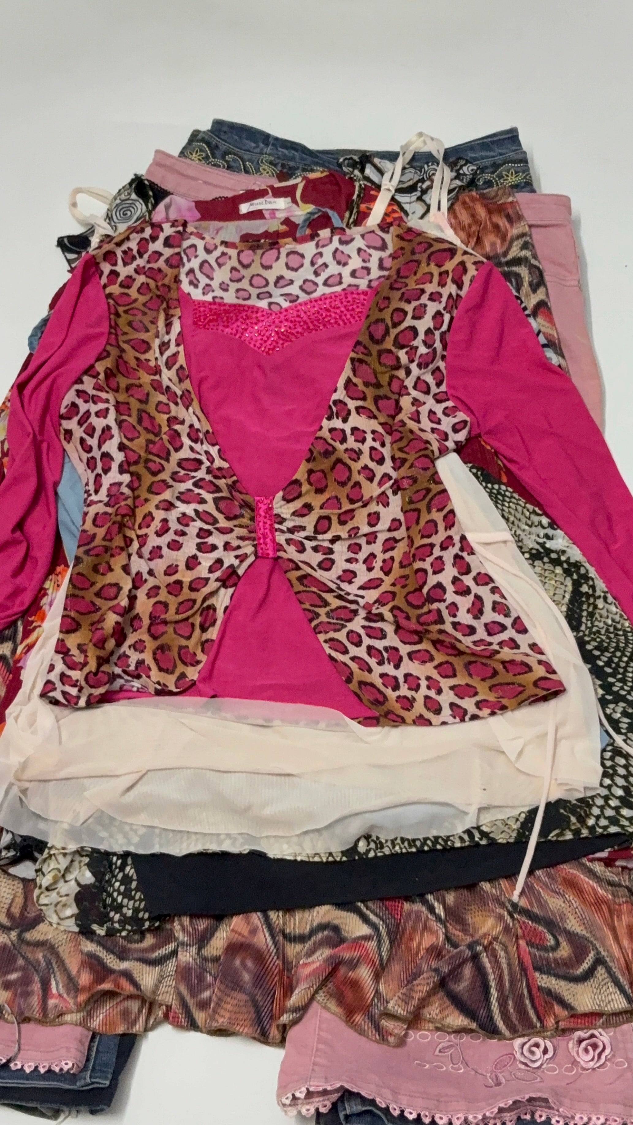 Y2k pink leopard print top(40inch)