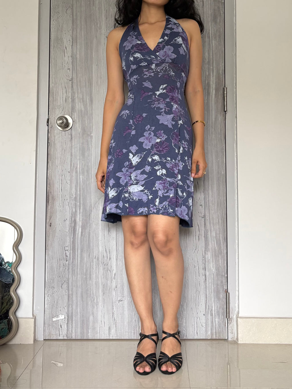blue halter neck dress ( 34-36inch)