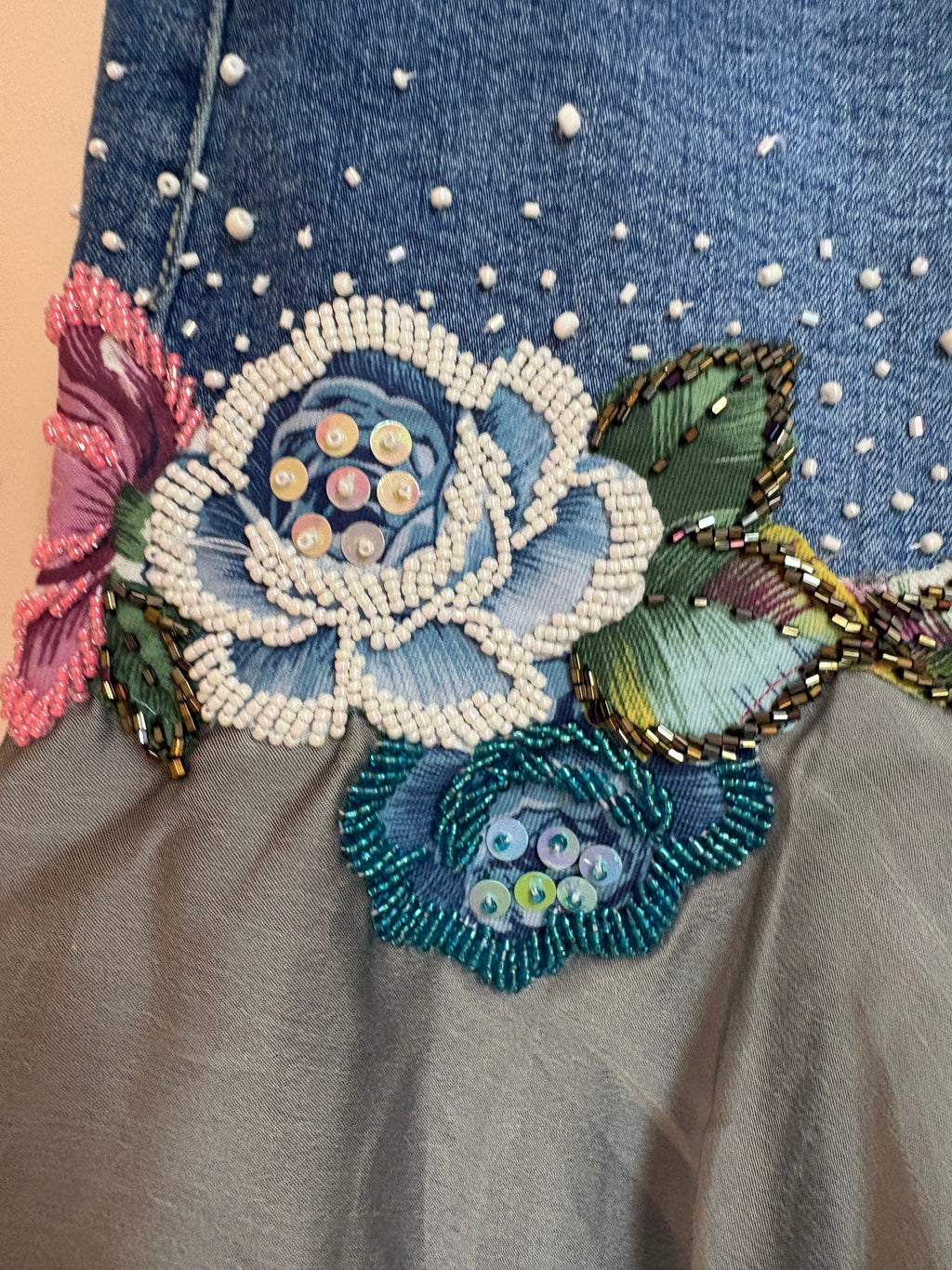 GAZOZ beaded work midi skirt(28 inch)