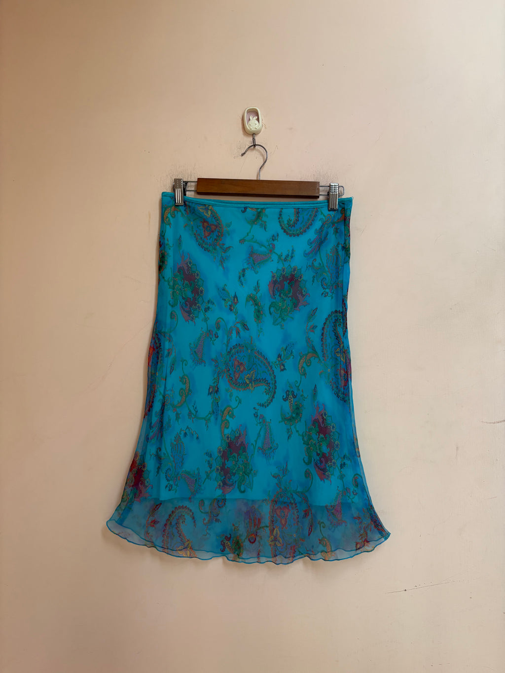 Sky blue floral skirt(28-32 inch)