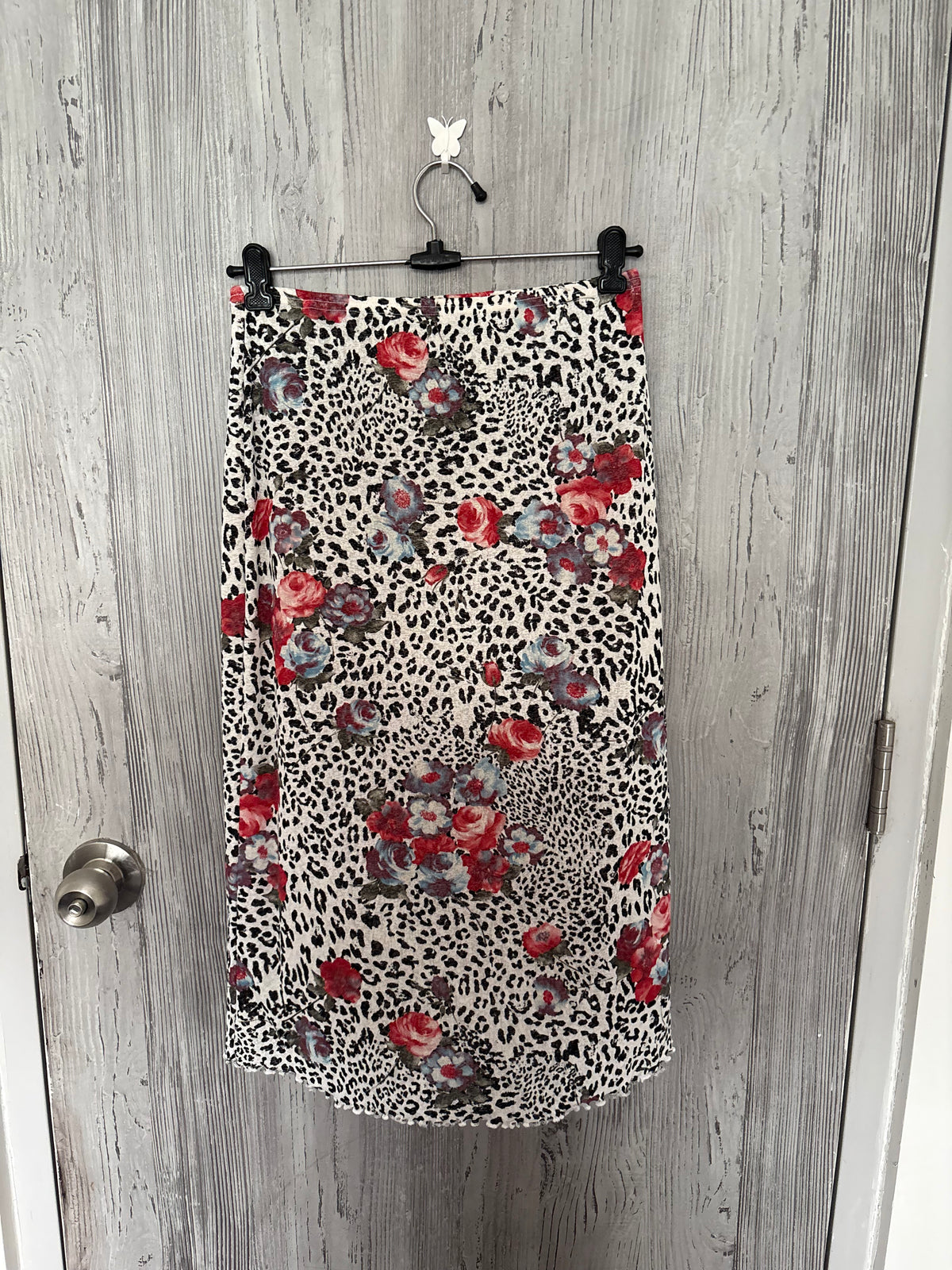 LIVRE Cheetah printed floral skirt(28 inch)