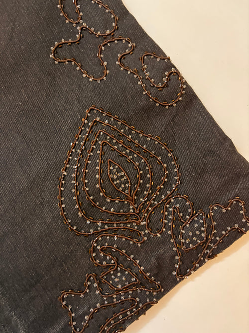 brown beaded low rise  flared jeans ( 32inch)