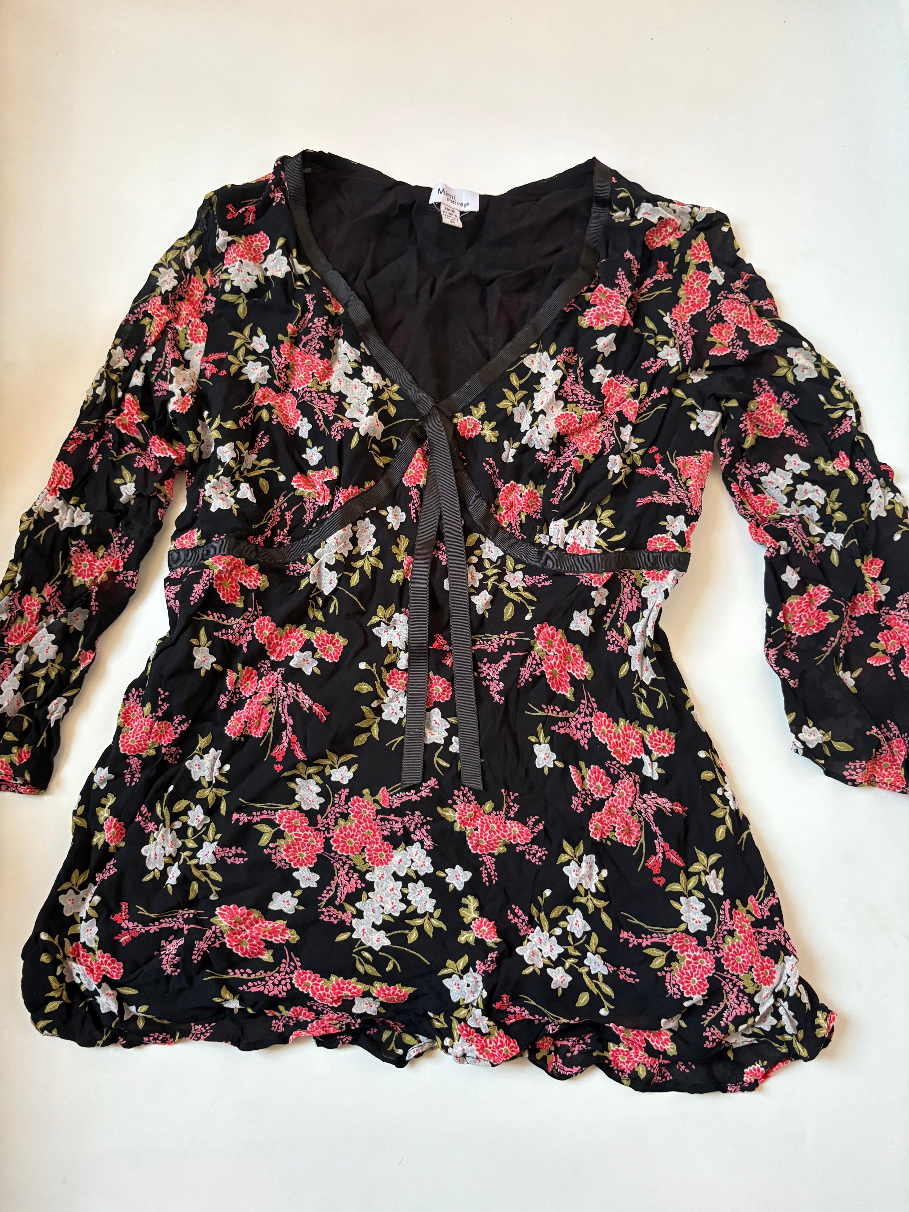 Mimi floral black top(34-40 inch)