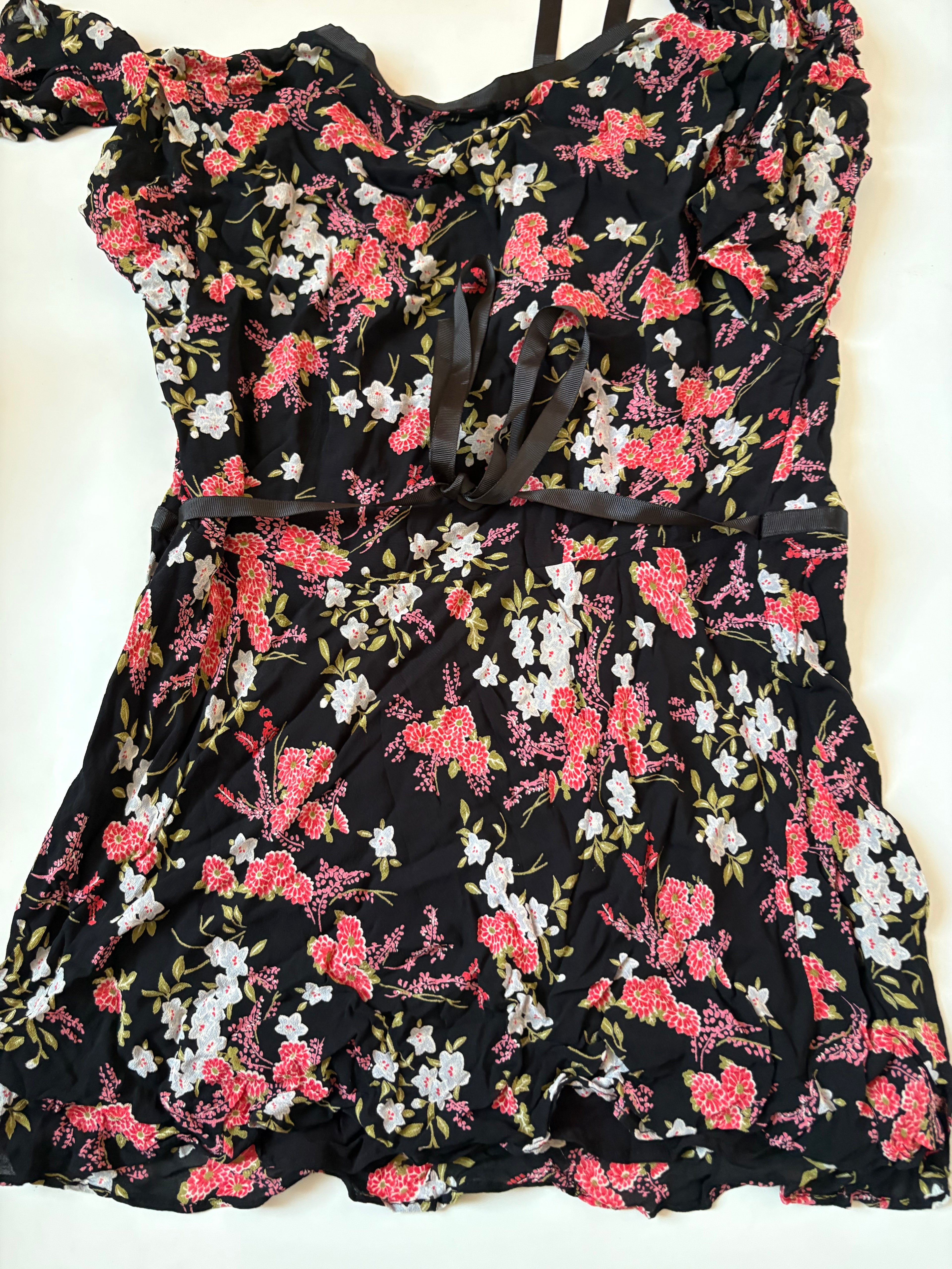 Mimi floral black top(34-40 inch)