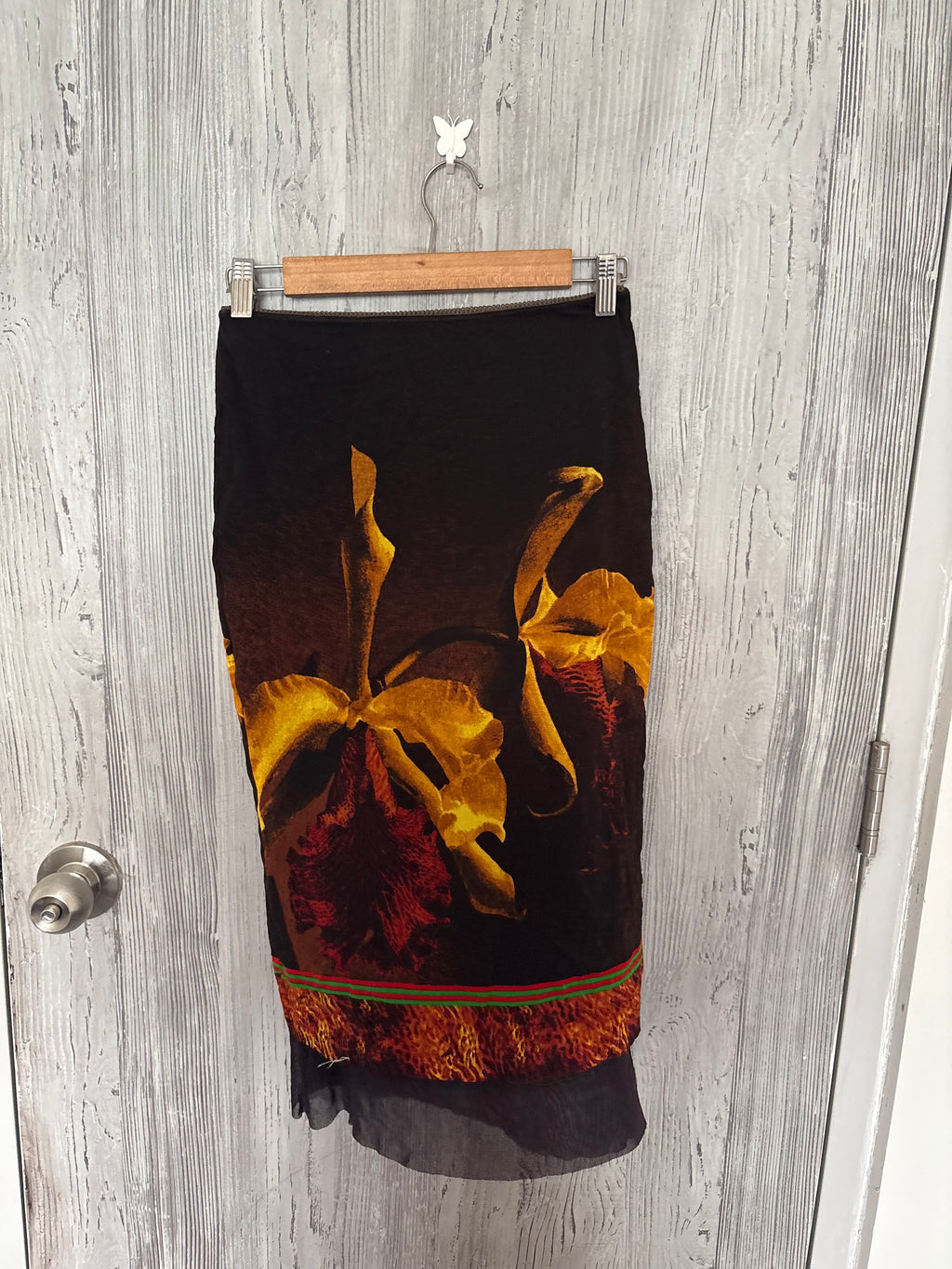 Brown orangey flower skirt(30 inch)