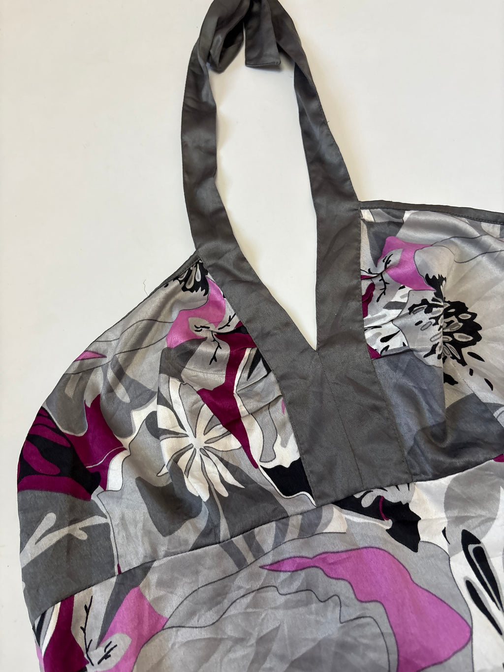 Halter grey floral top(38 inch)