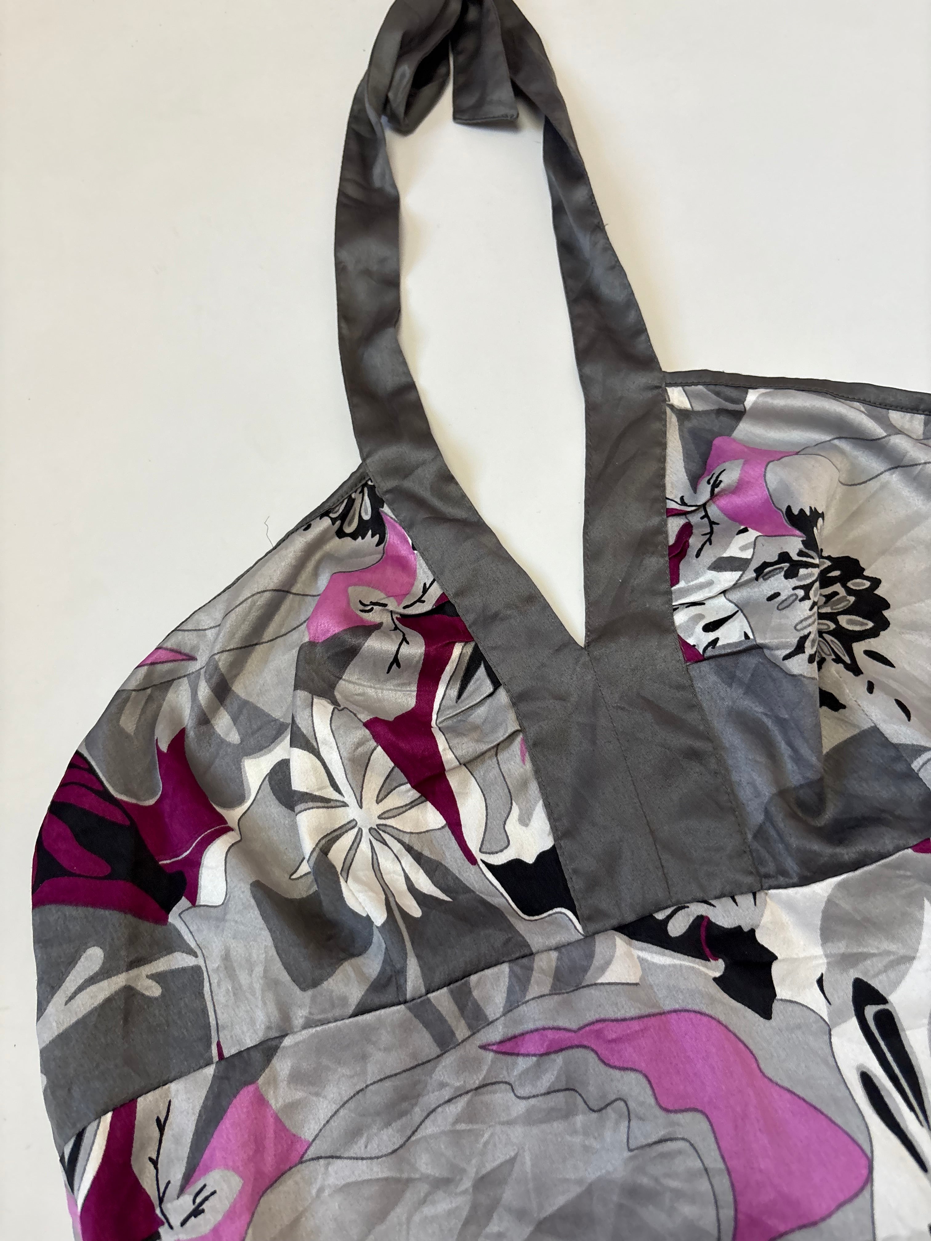 Halter grey floral top(38 inch)