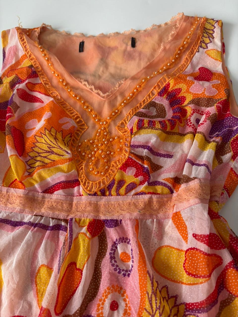Beaded floral orange top(36 inch)