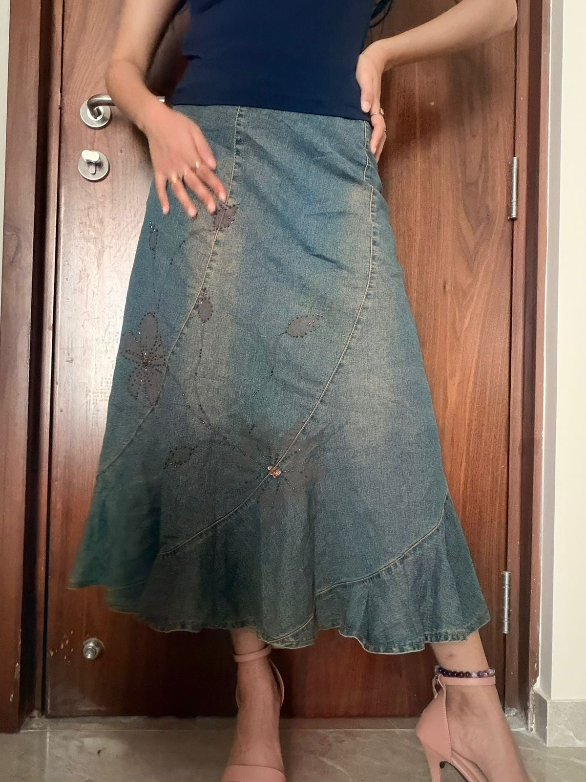 Floral beaded skirt(36 inch)
