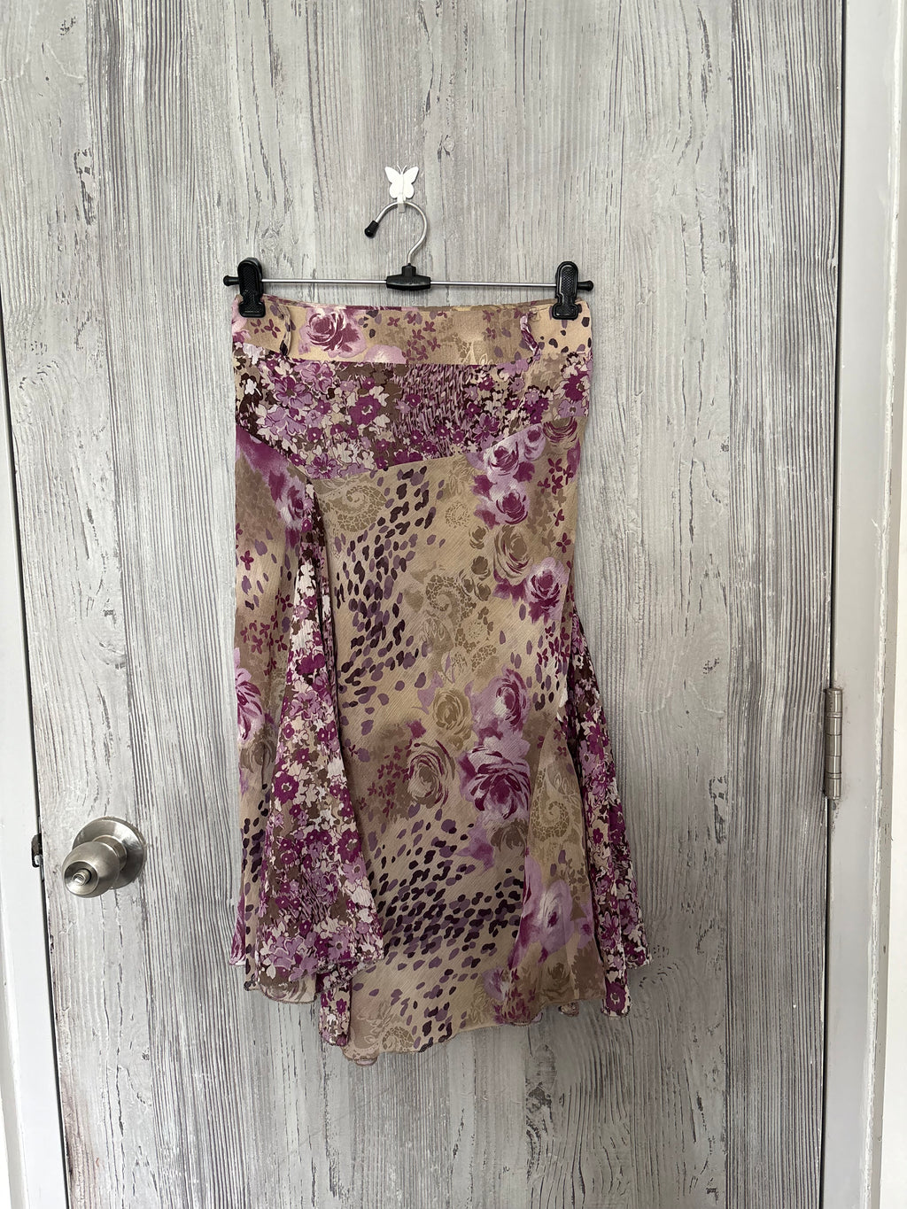 Purple flowy floral skirt (33inch)